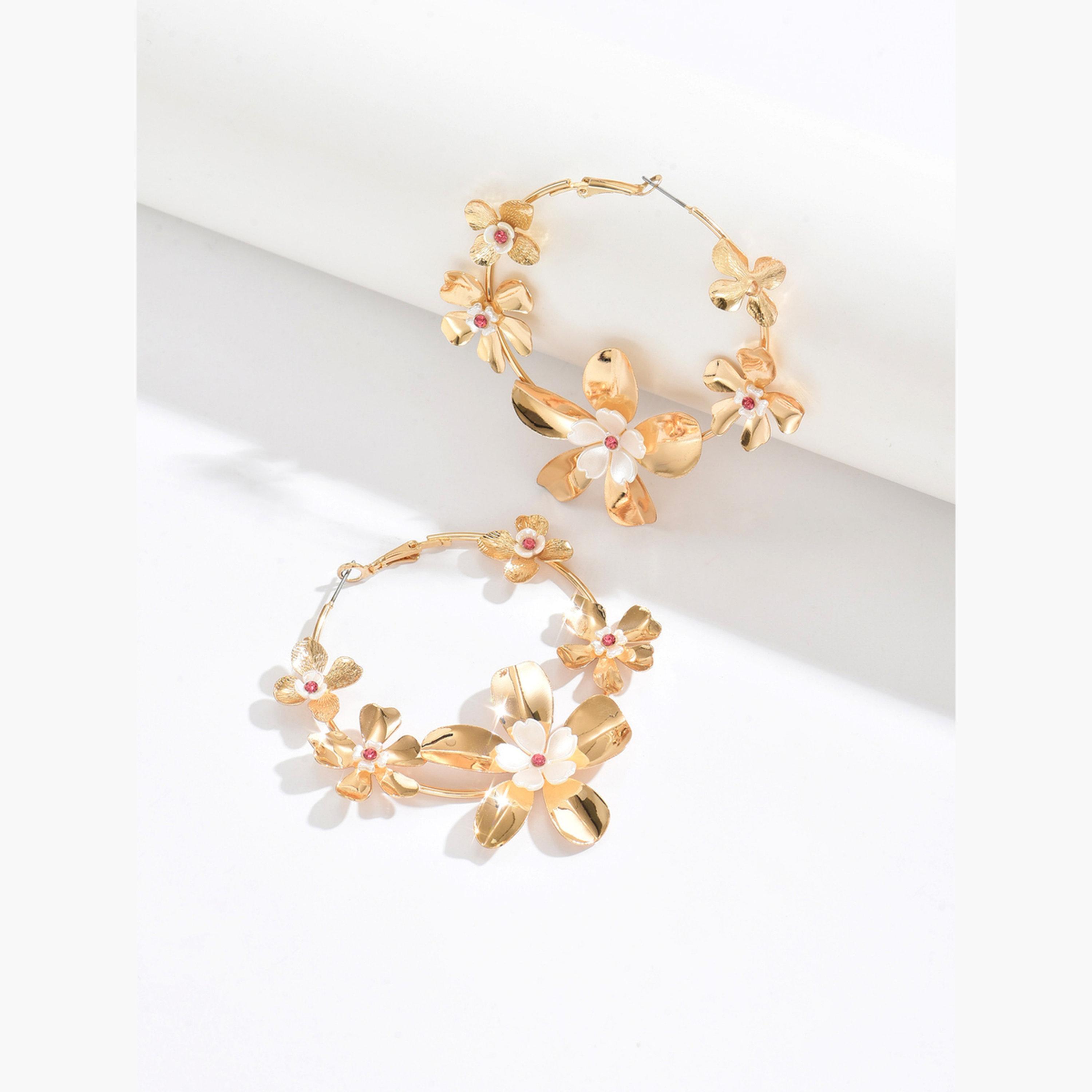 Take Two Women Metal Floral Earrings-women-watchesandjewellery-jewellery-earrings-image-3
