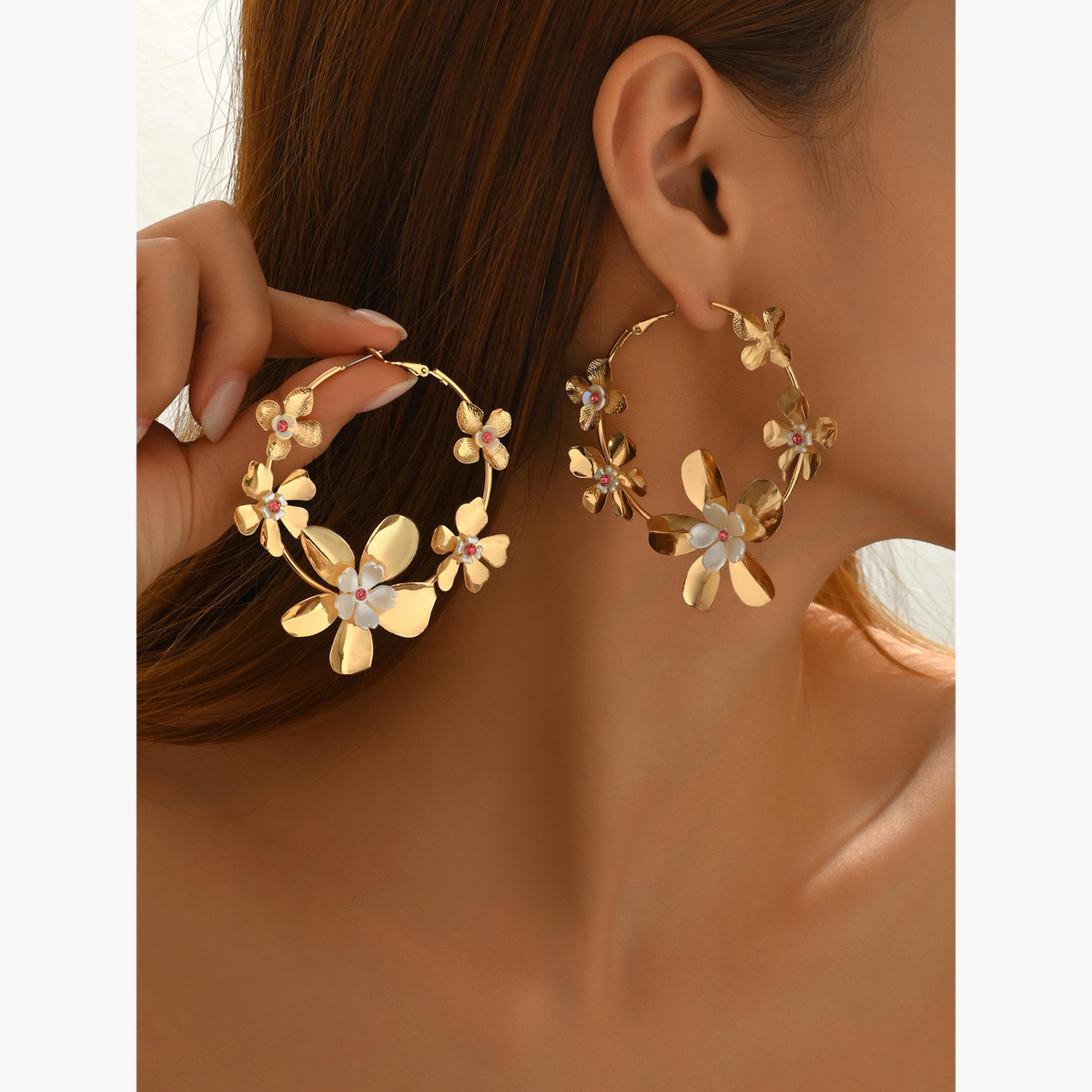 Take Two Women Metal Floral Earrings-women-watchesandjewellery-jewellery-earrings-image-4