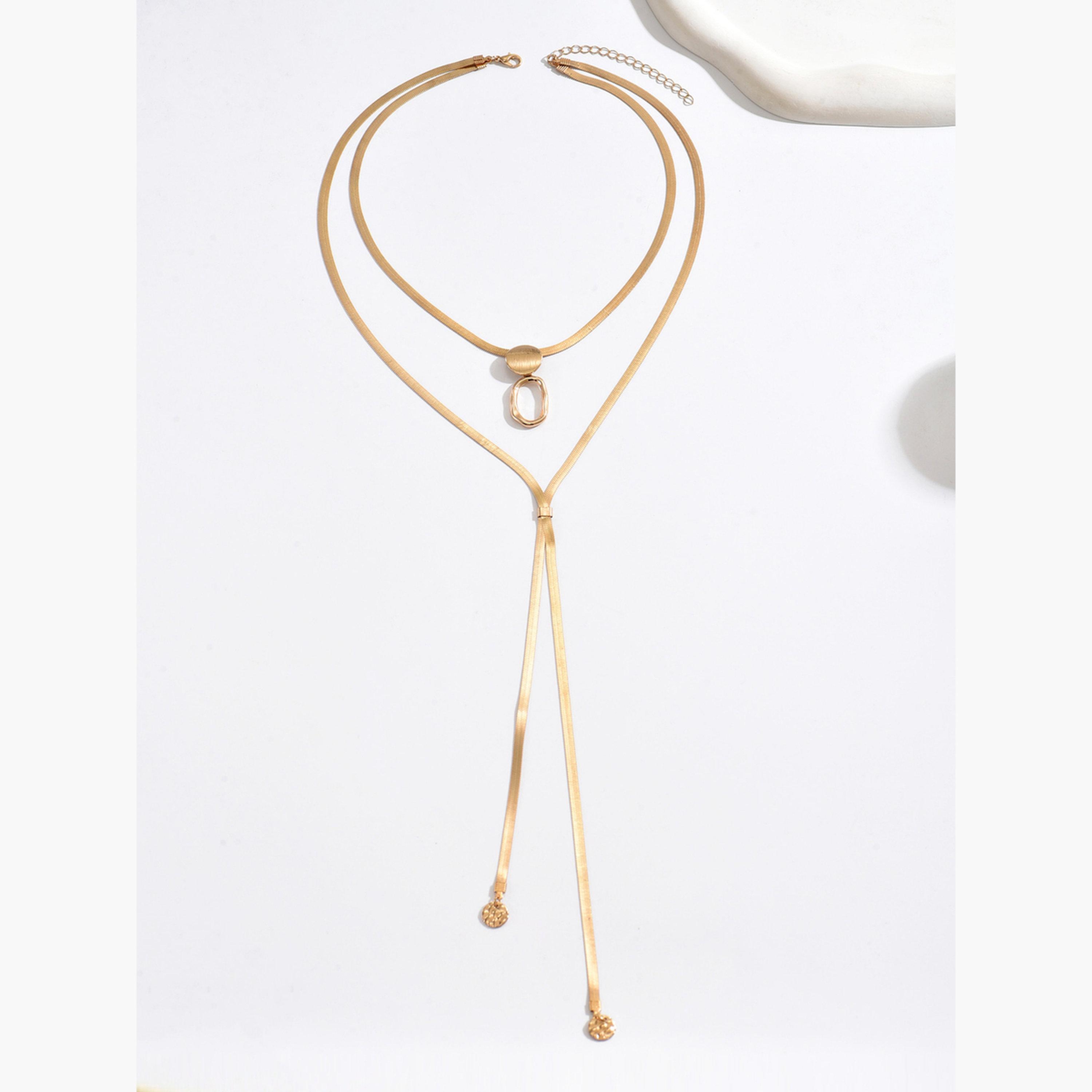 Take Two Gold Layered Y Flat Snake Chain Necklace-women-watchesandjewellery-jewellery-necklacesandpendants-image-1