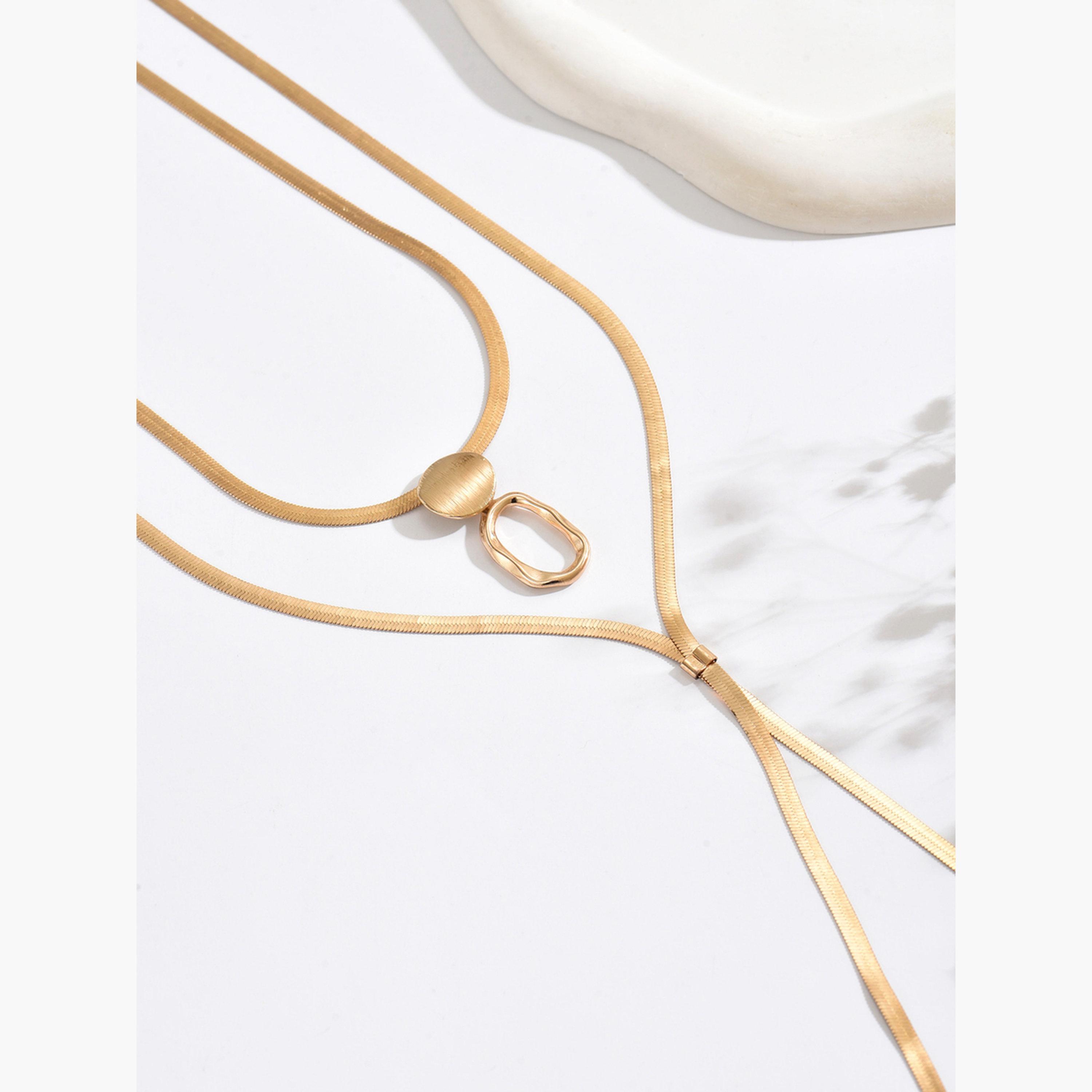 Take Two Gold Layered Y Flat Snake Chain Necklace-women-watchesandjewellery-jewellery-necklacesandpendants-image-3