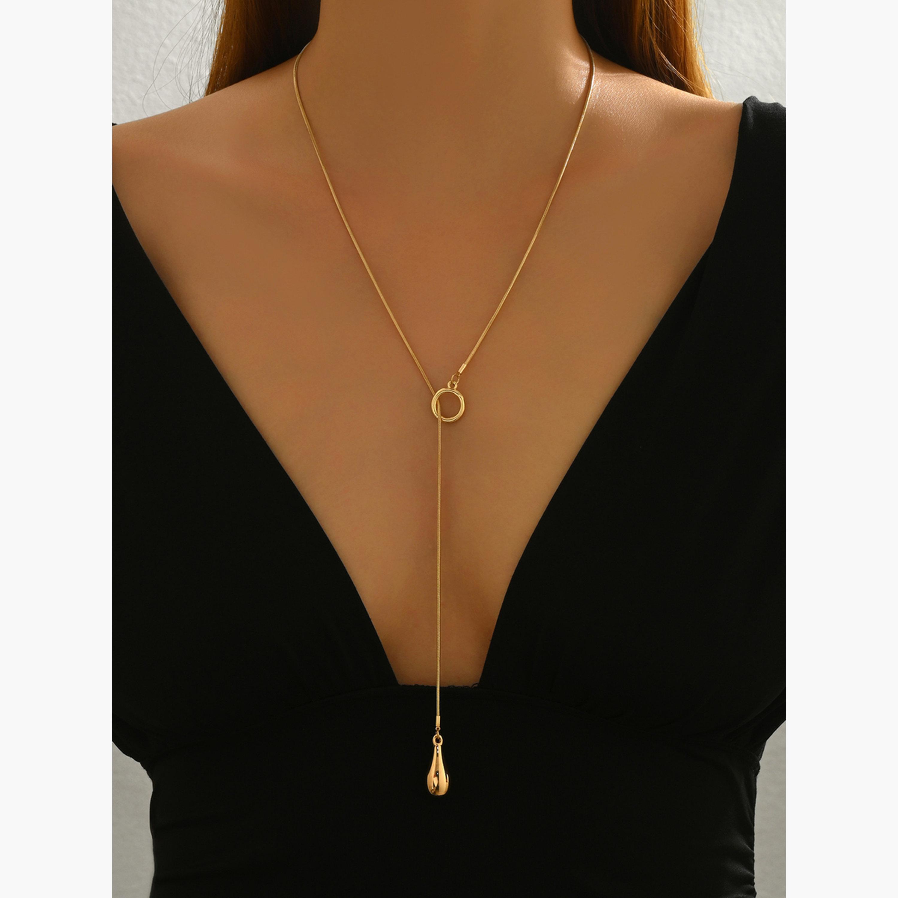 Take Two Gold Adjustable Teardrop Pendant Necklace-women-watchesandjewellery-jewellery-necklacesandpendants-image-2