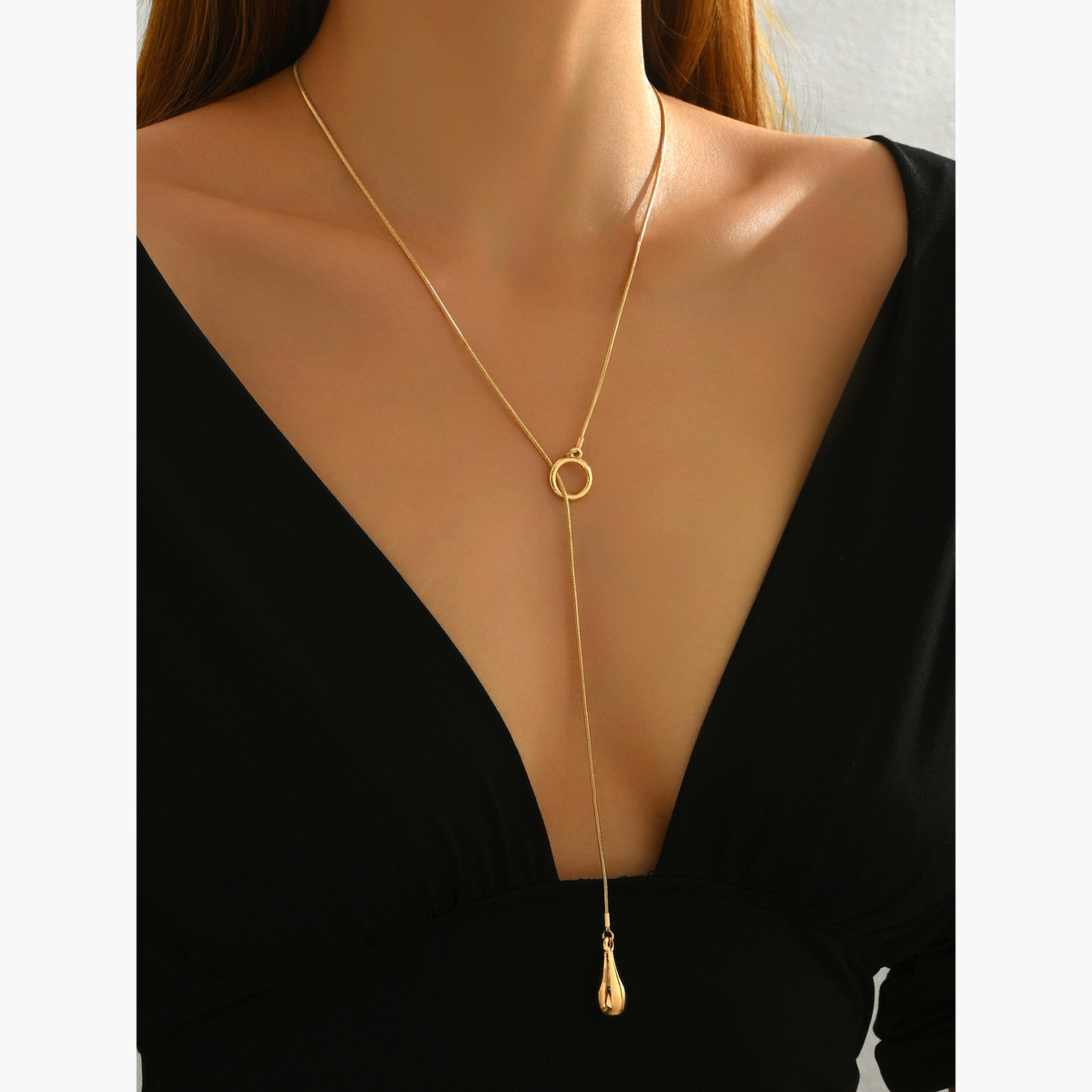 Take Two Gold Adjustable Teardrop Pendant Necklace-women-watchesandjewellery-jewellery-necklacesandpendants-image-4