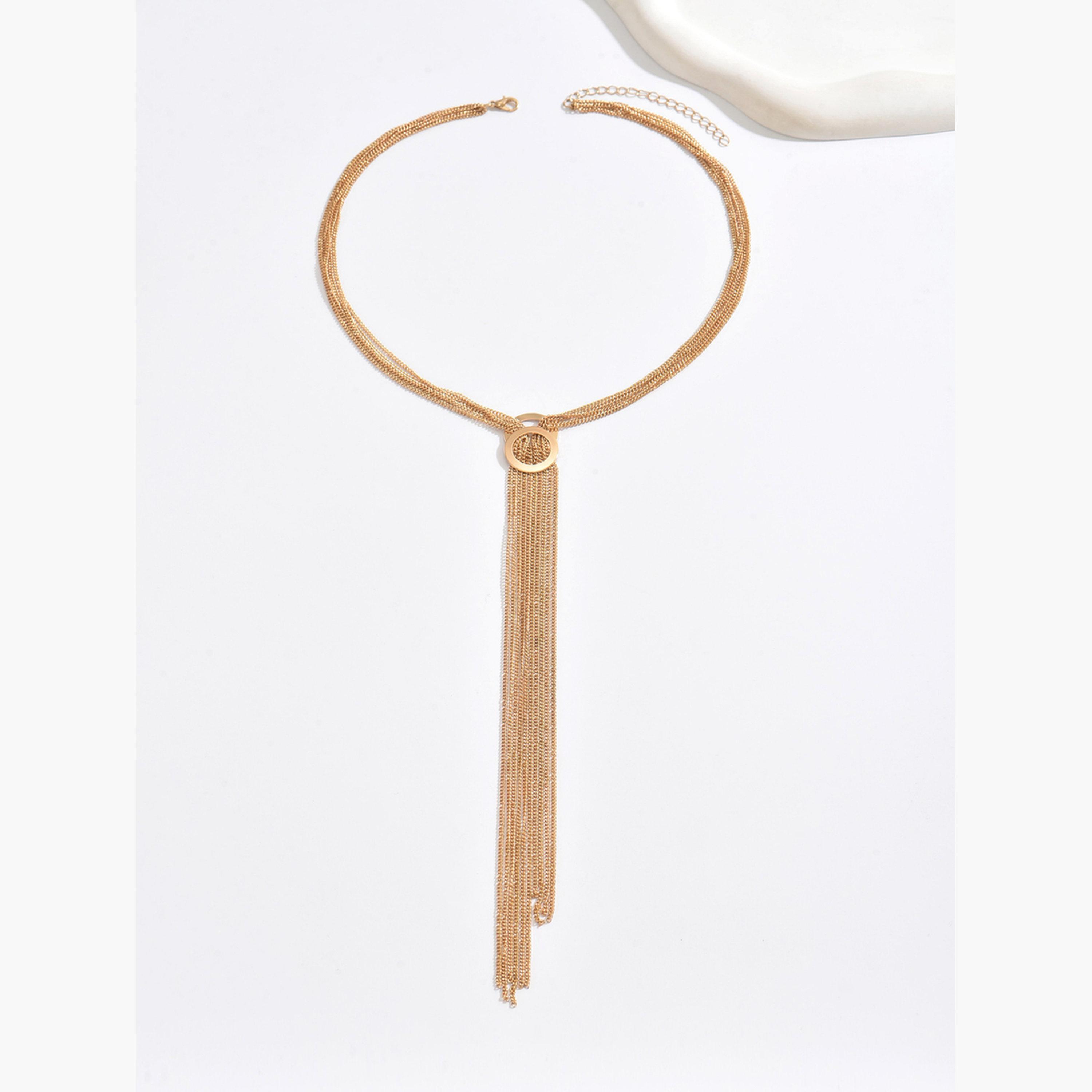 Take Two Gold Layered Chain Tassel Necklace-women-watchesandjewellery-jewellery-necklacesandpendants-image-1