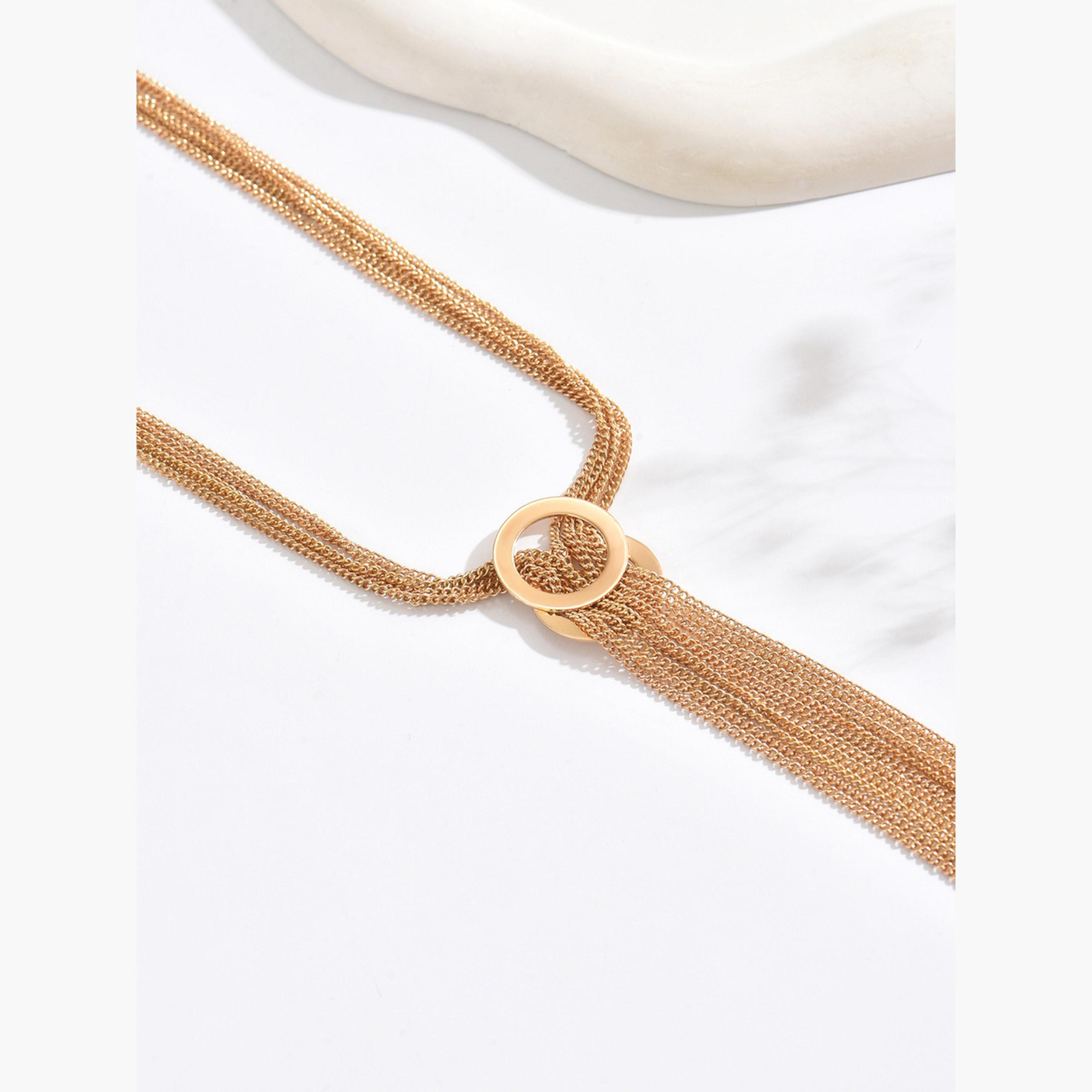 Take Two Gold Layered Chain Tassel Necklace-women-watchesandjewellery-jewellery-necklacesandpendants-image-5