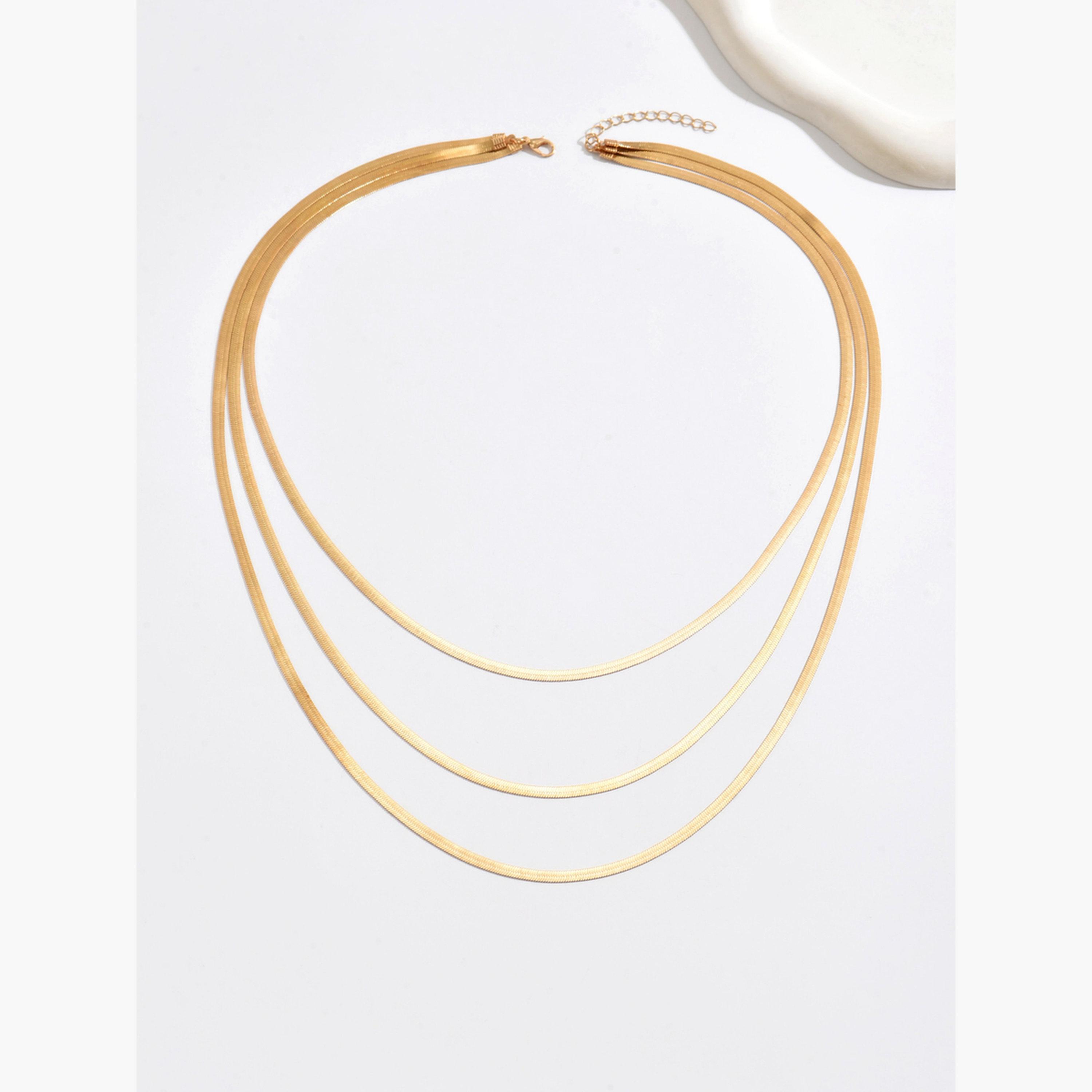 Take Two Gold Multi-Layer Flat Snake Necklace-women-watchesandjewellery-jewellery-necklacesandpendants-image-1