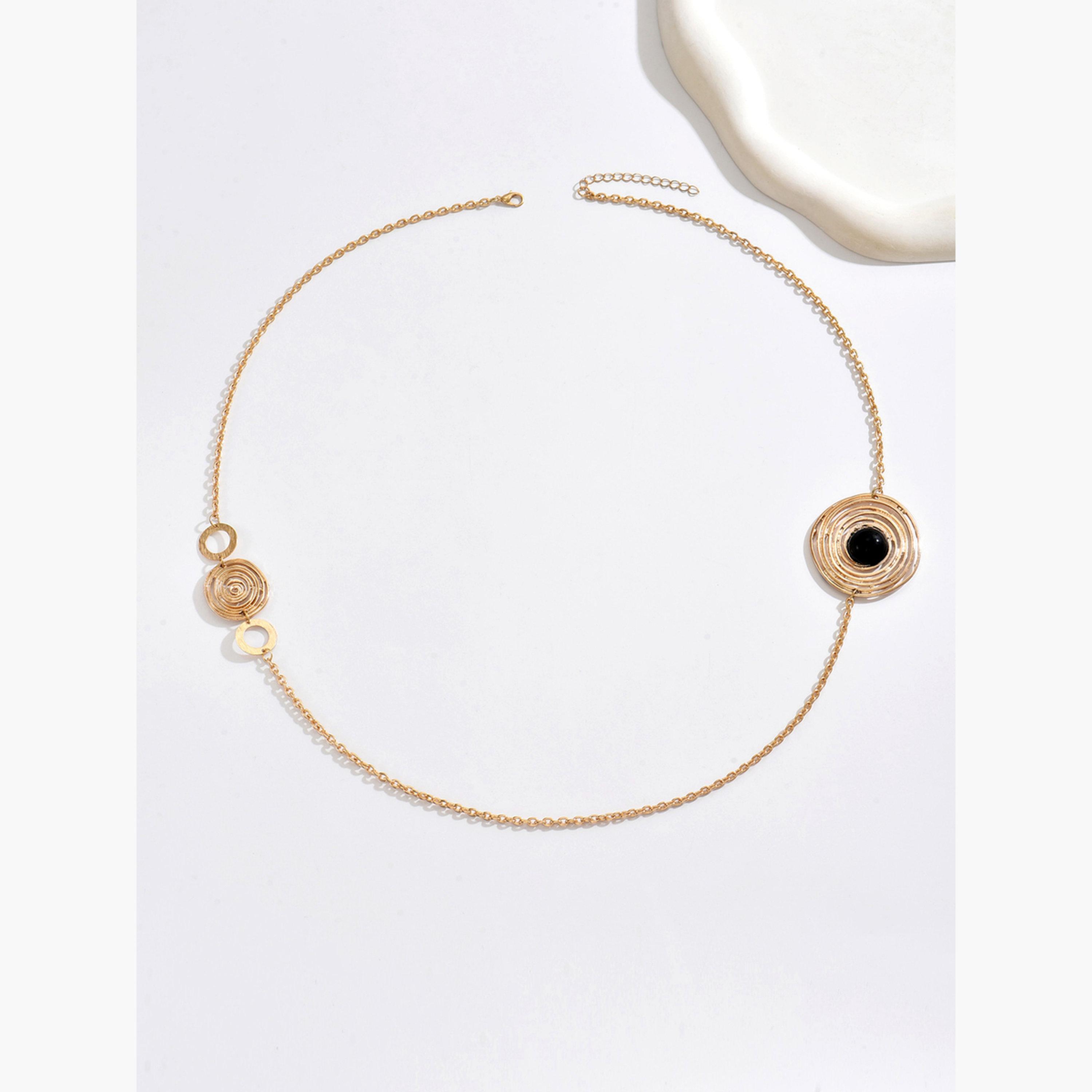تيك تو - قلادة معدنية هندسية غير متماثلة-women-watchesandjewellery-jewellery-necklacesandpendants-image-1