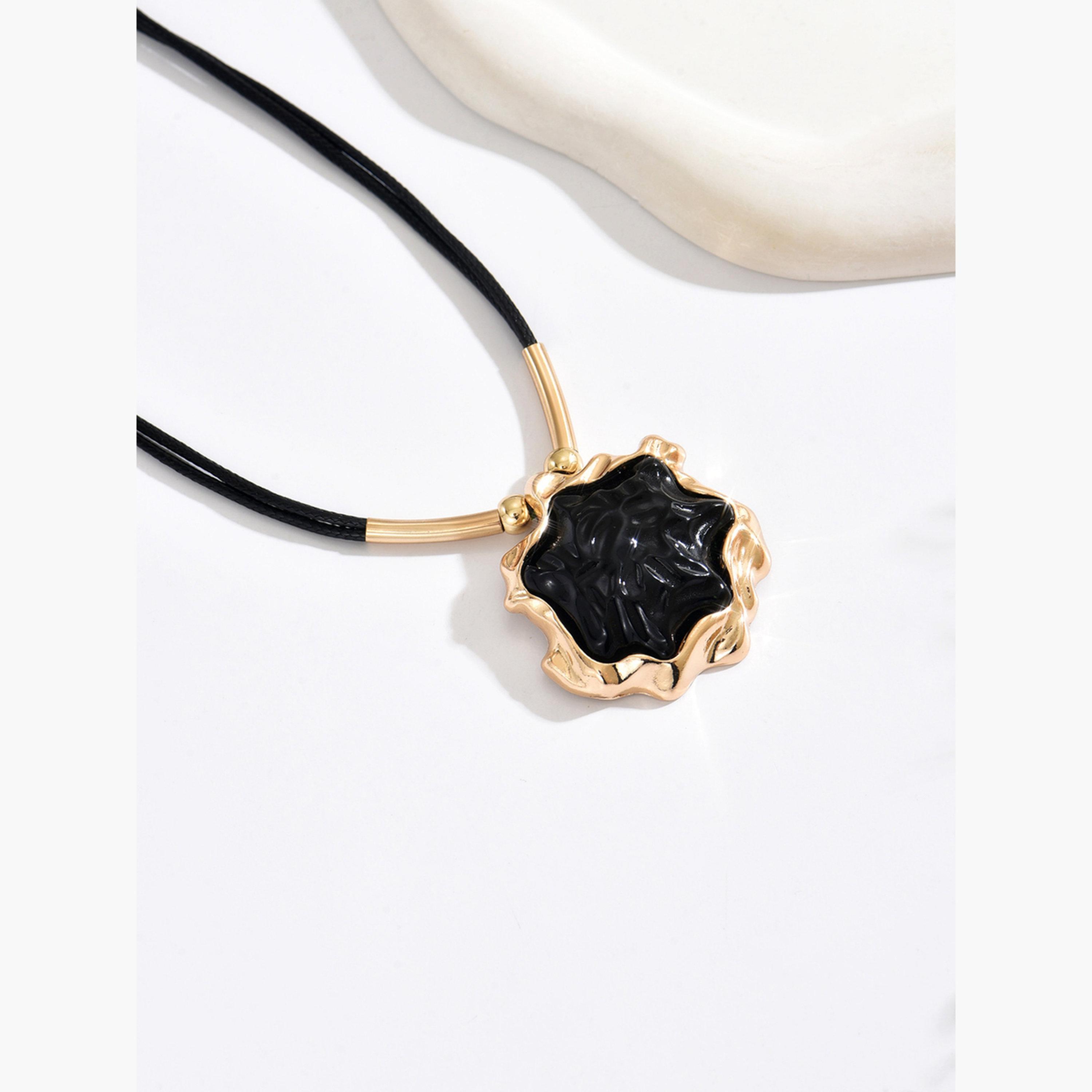Take Two Gold-Trimmed Black Pendant Necklace-women-watchesandjewellery-jewellery-necklacesandpendants-image-4