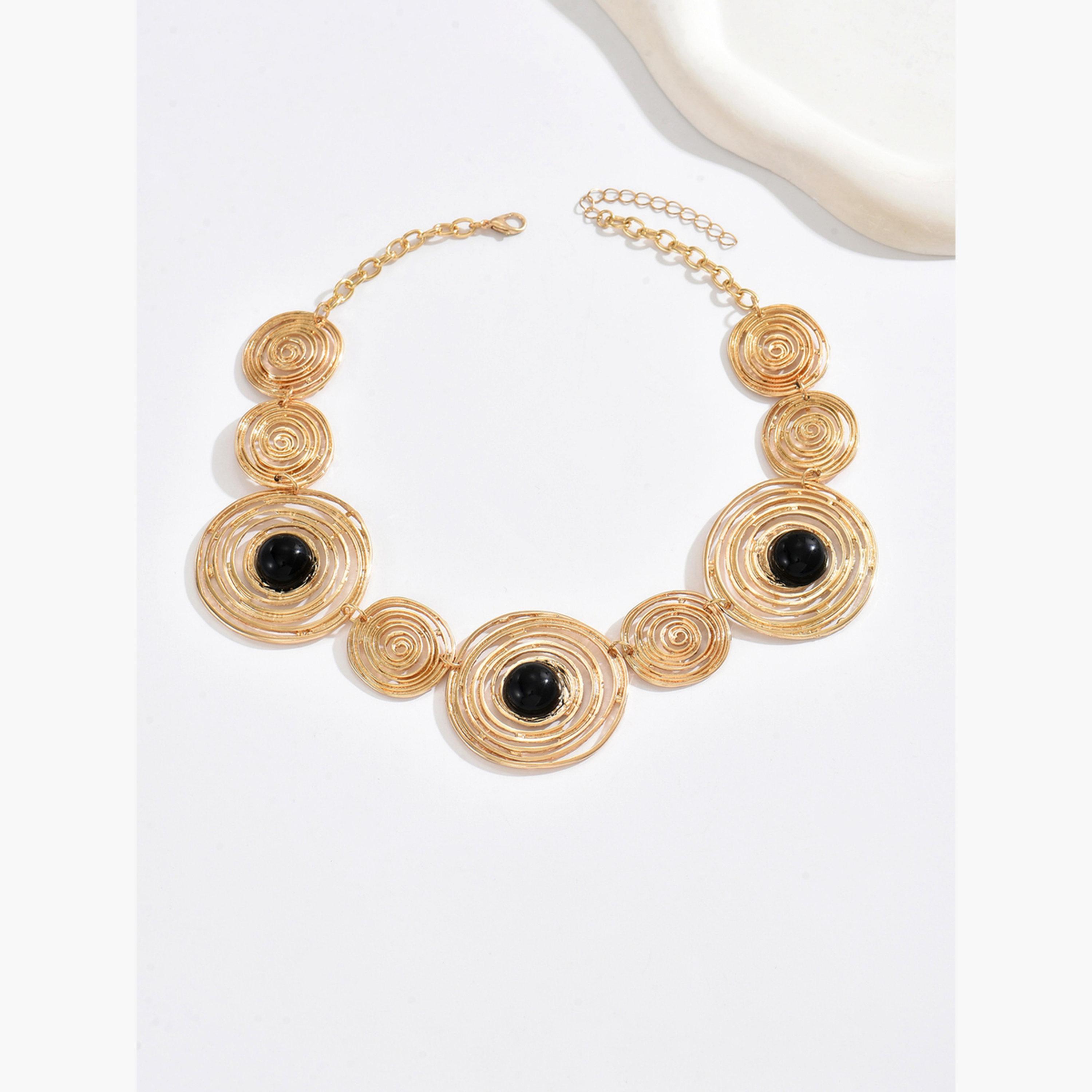 تيك تو - قلادة هندسية غير متماثلة من المعدن الذهبي-women-watchesandjewellery-jewellery-necklacesandpendants-image-1