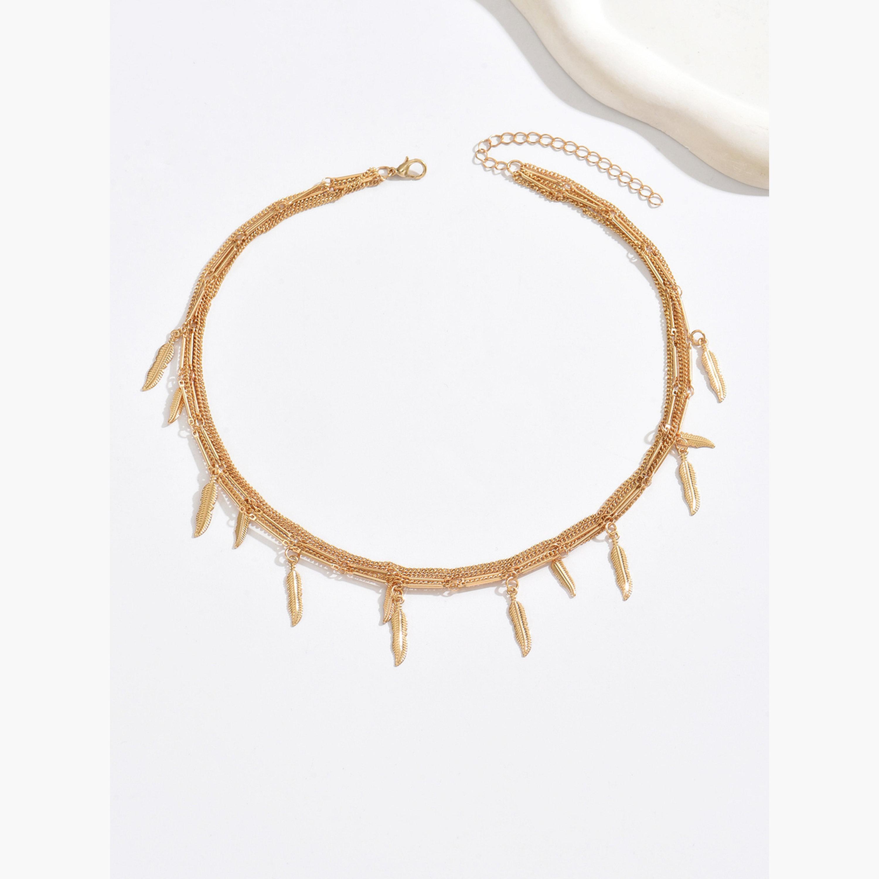 Take Two Gold Multi-Layer Leaf Pendant Necklace-women-watchesandjewellery-jewellery-necklacesandpendants-image-1
