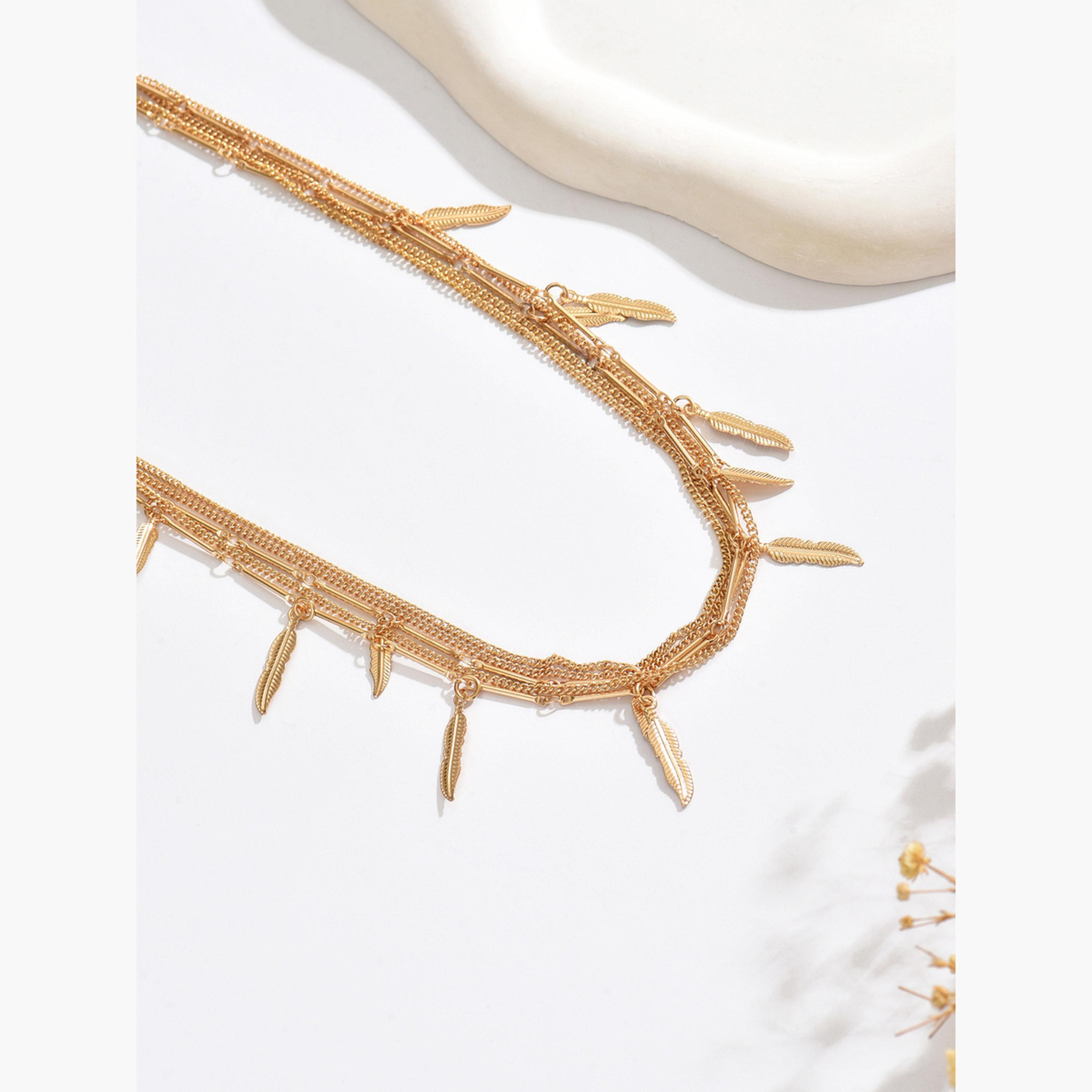 Take Two Gold Multi-Layer Leaf Pendant Necklace-women-watchesandjewellery-jewellery-necklacesandpendants-image-4
