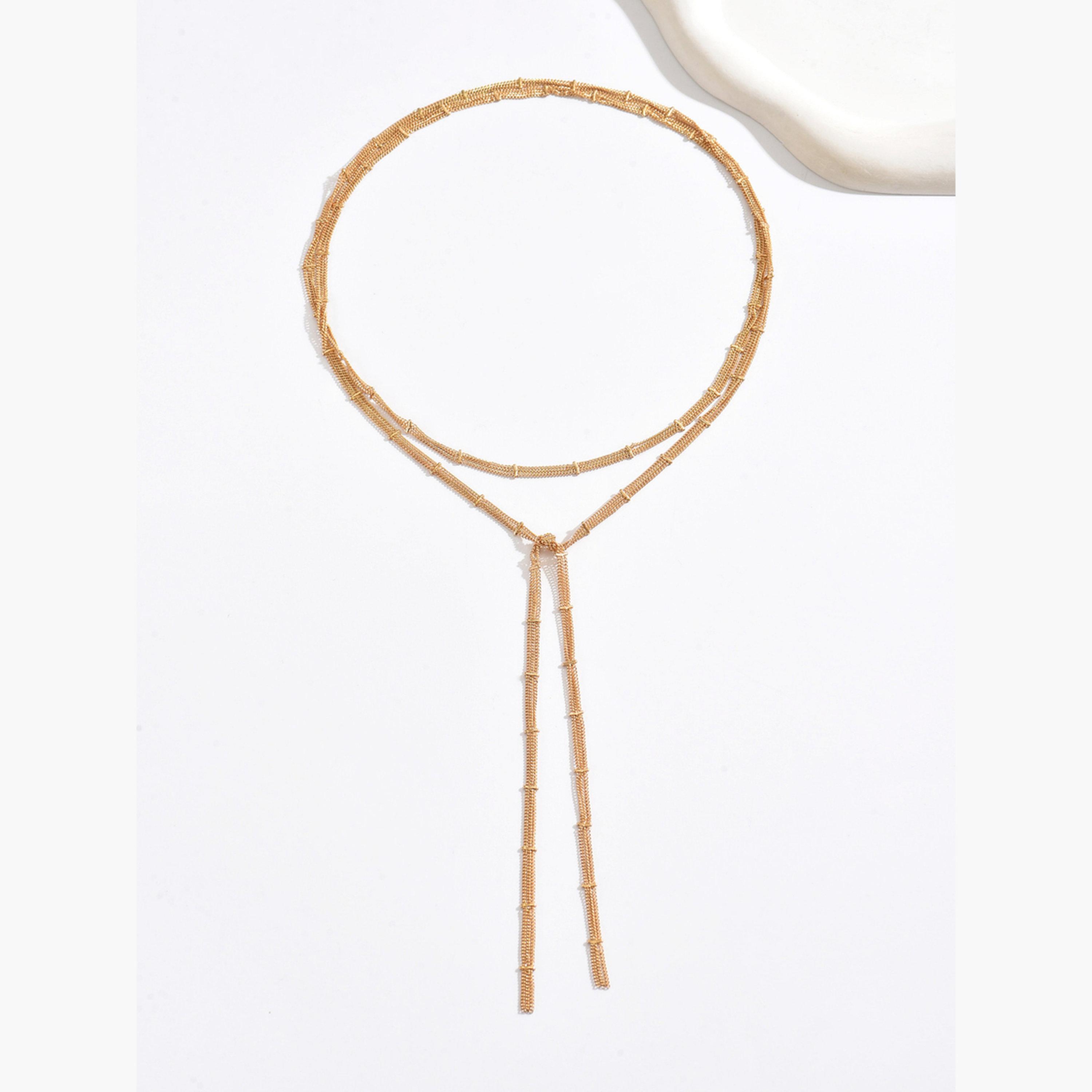 Take Two Gold Metal Tassel Chain Necklace-women-watchesandjewellery-jewellery-necklacesandpendants-image-1