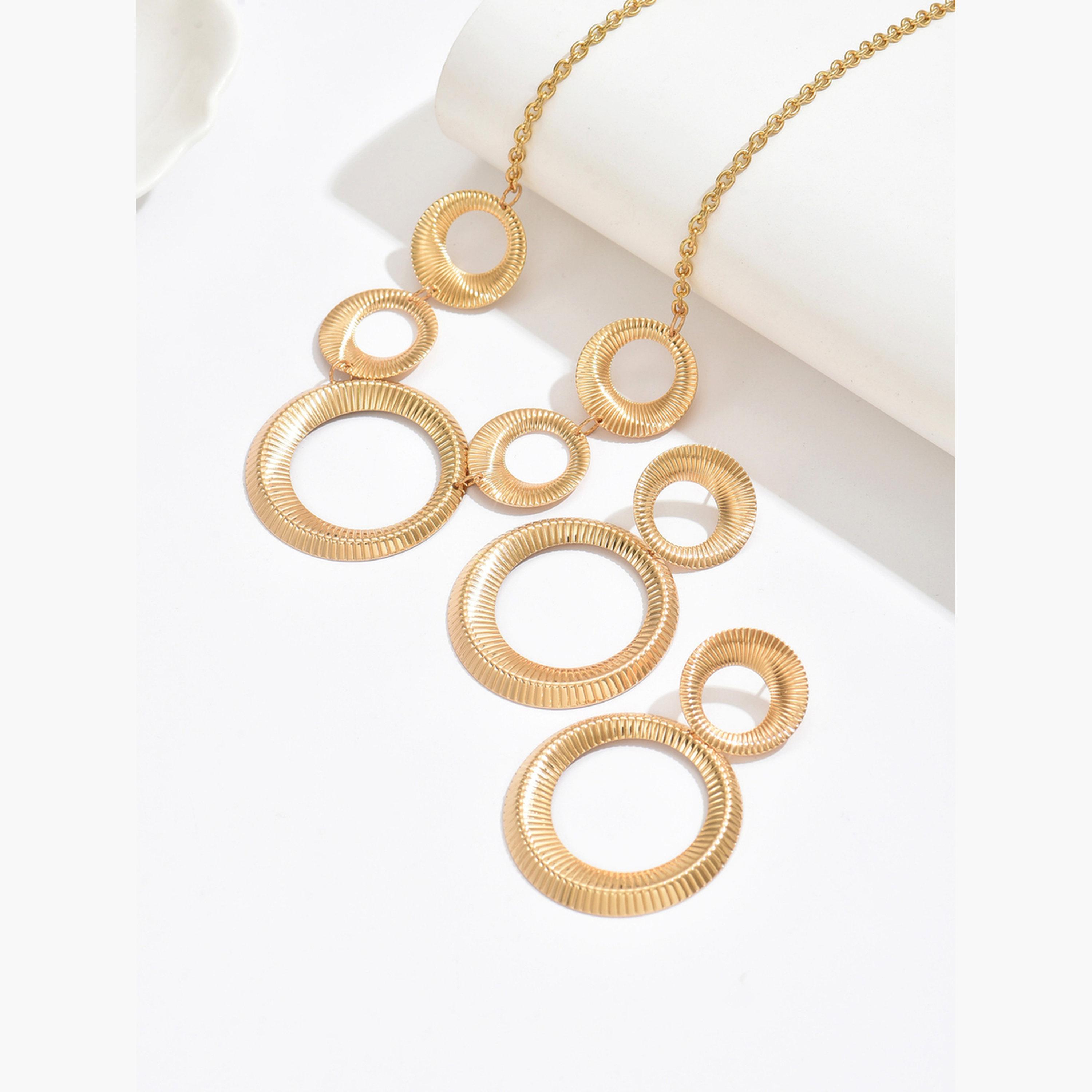 Take Two Gold Geometric Circle Necklace and Earrings Set-women-watchesandjewellery-jewellery-jewellerysets-image-4