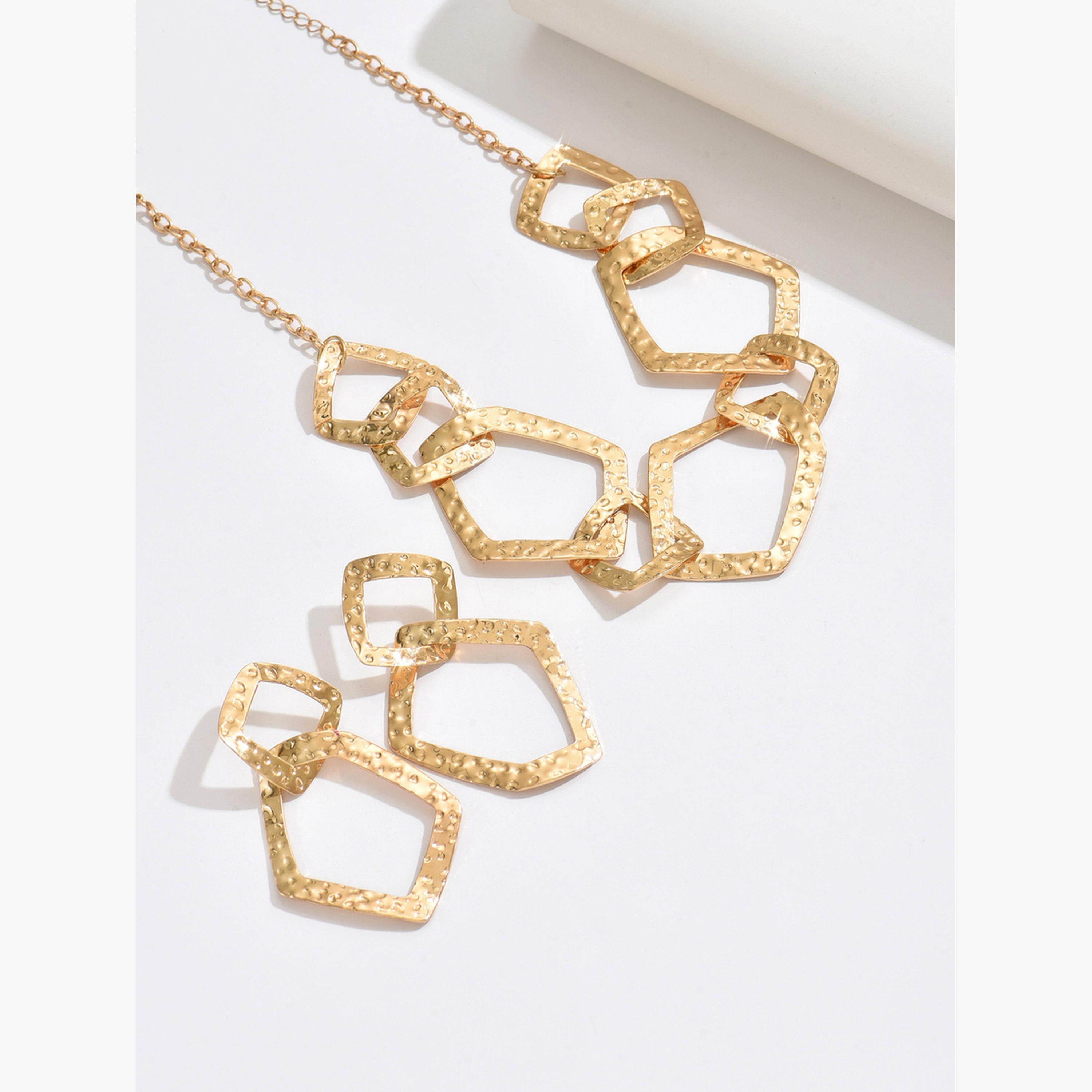 Take Two Gold Geometric Necklace and Earrings Set-women-watchesandjewellery-jewellery-jewellerysets-image-4
