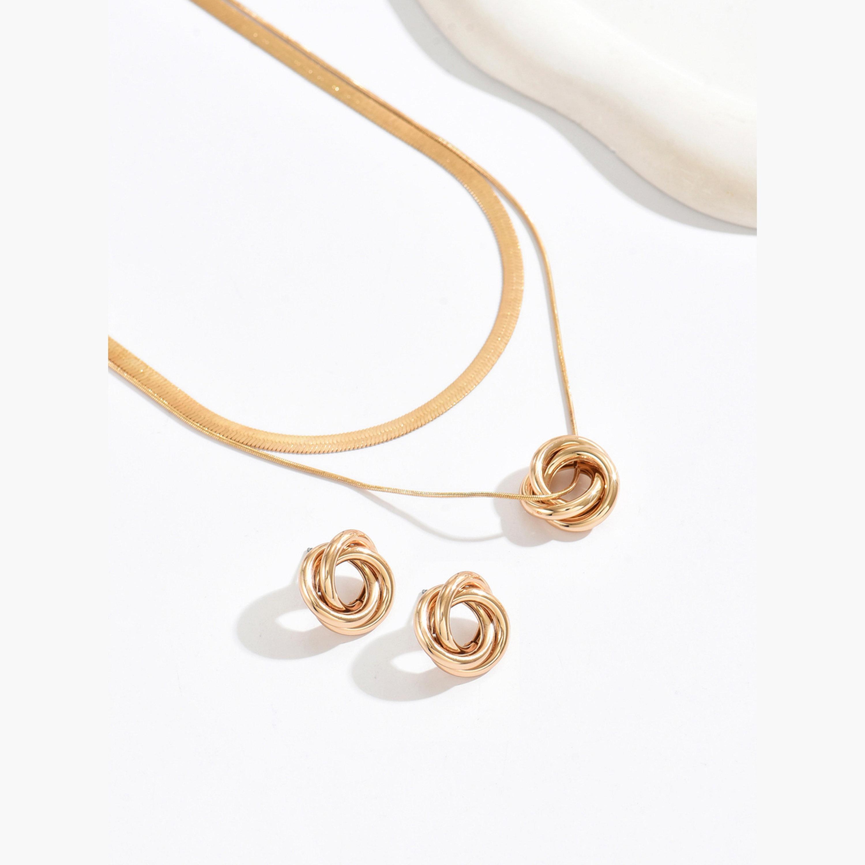 Take Two Gold Tone Layered Necklace and Earrings Set-women-watchesandjewellery-jewellery-jewellerysets-image-4