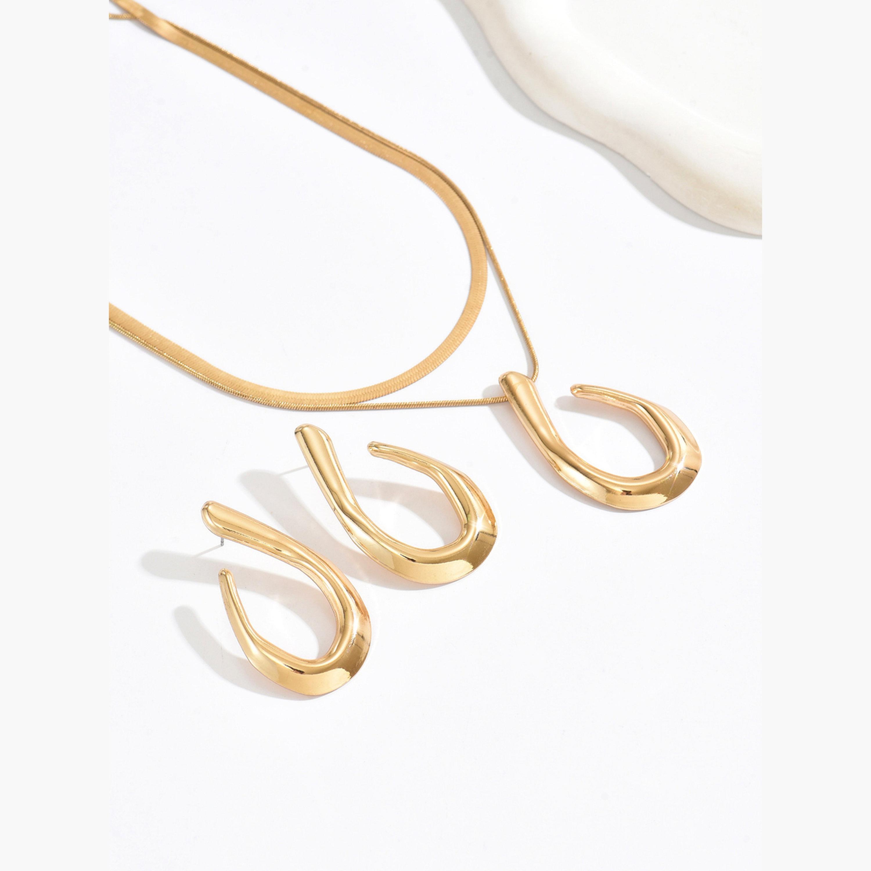Take Two Gold Teardrop Multi-Layer Necklace and Earrings Set-women-watchesandjewellery-jewellery-jewellerysets-image-4