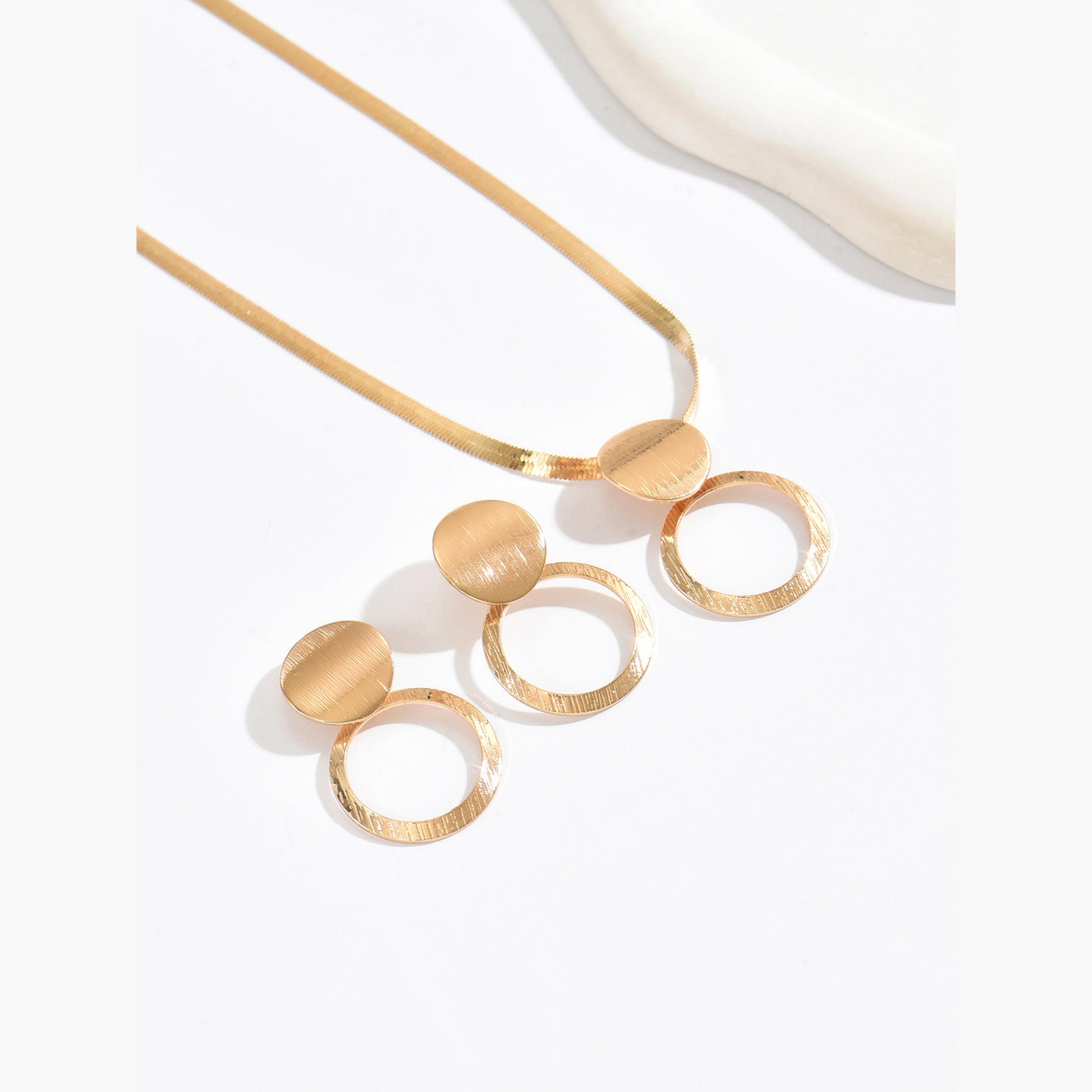 Take Two Gold Geometric Circle Necklace and Earrings Set-women-watchesandjewellery-jewellery-jewellerysets-image-4