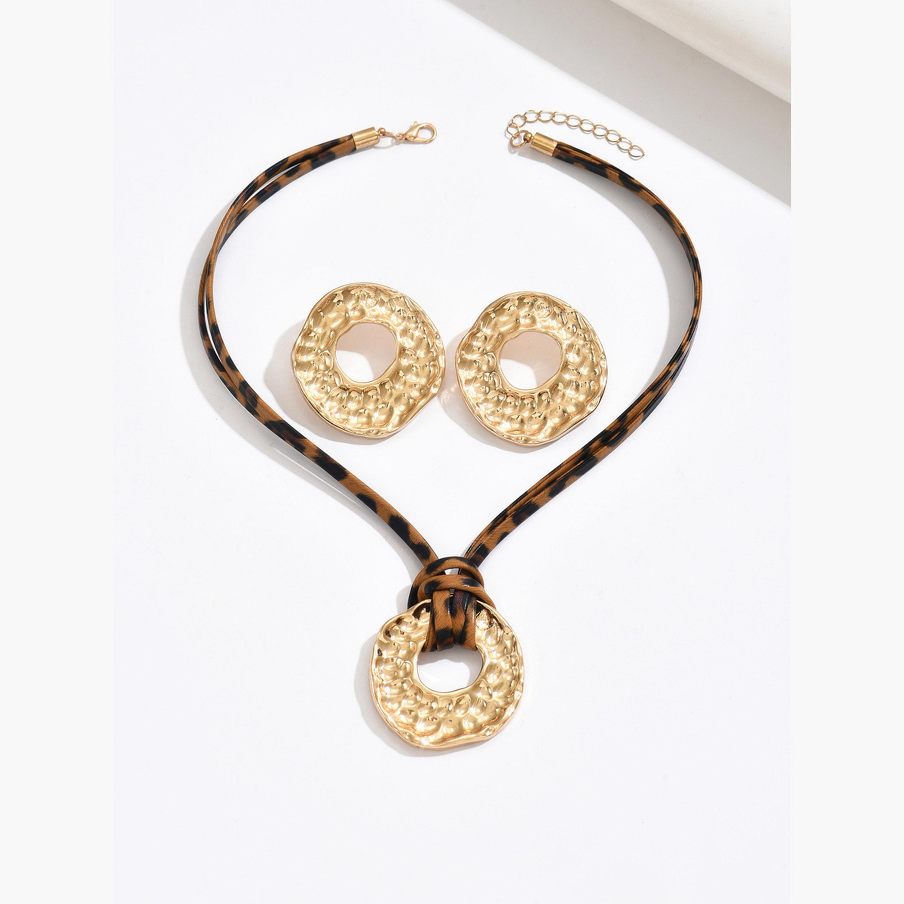 Take Two Gold Circle Necklace and Earrings Set-women-watchesandjewellery-jewellery-jewellerysets-image-1