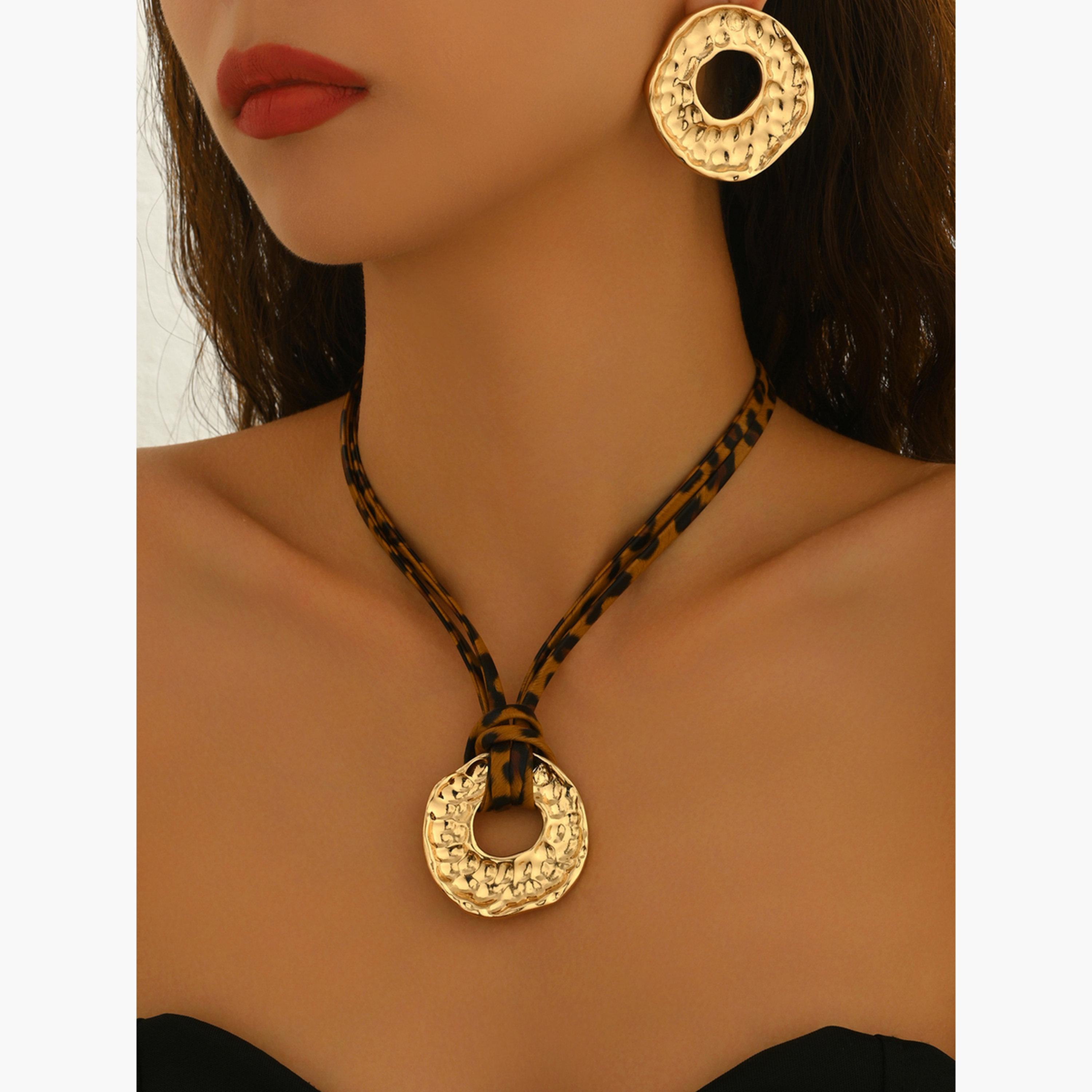 Take Two Gold Circle Necklace and Earrings Set-women-watchesandjewellery-jewellery-jewellerysets-image-2