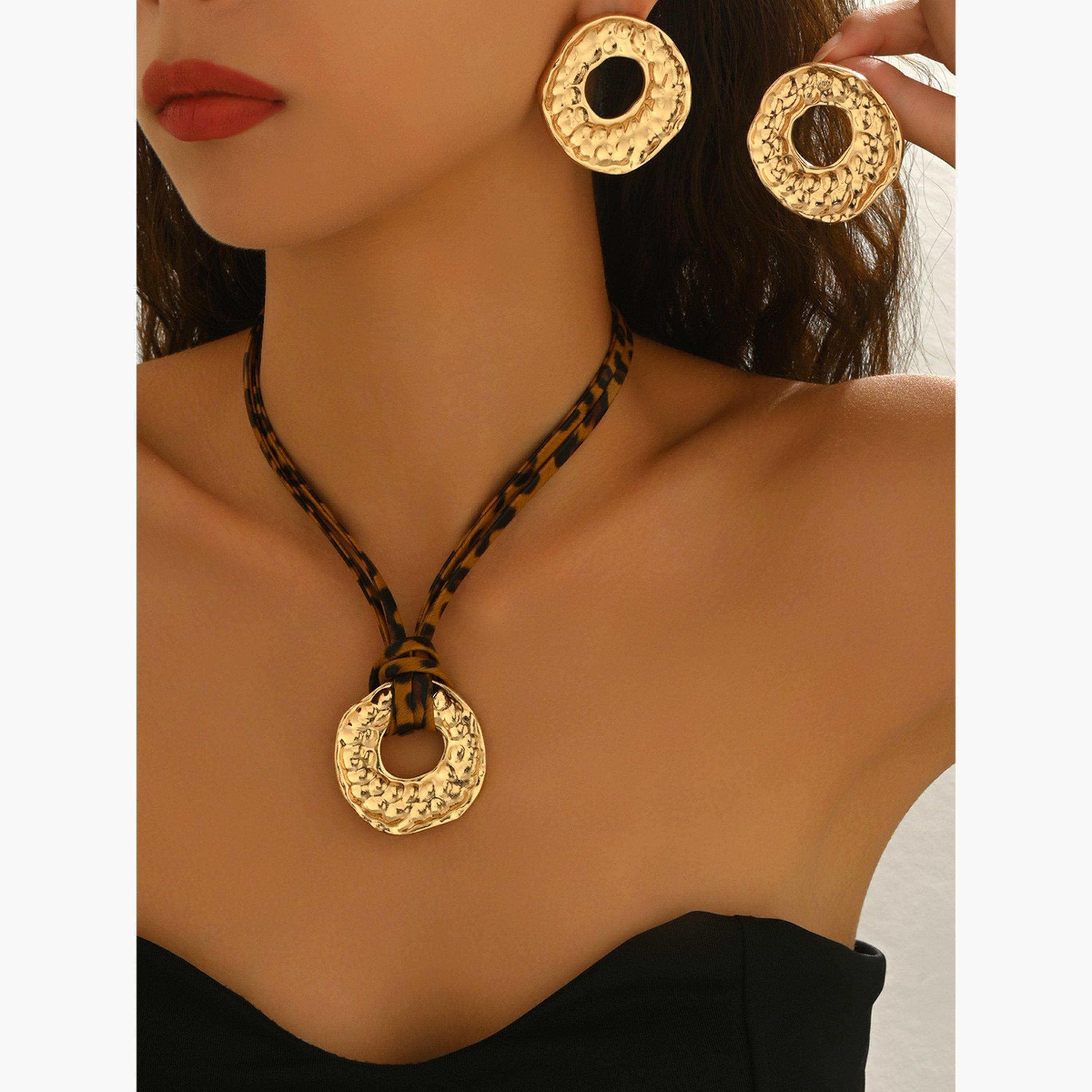 Take Two Gold Circle Necklace and Earrings Set-women-watchesandjewellery-jewellery-jewellerysets-image-3