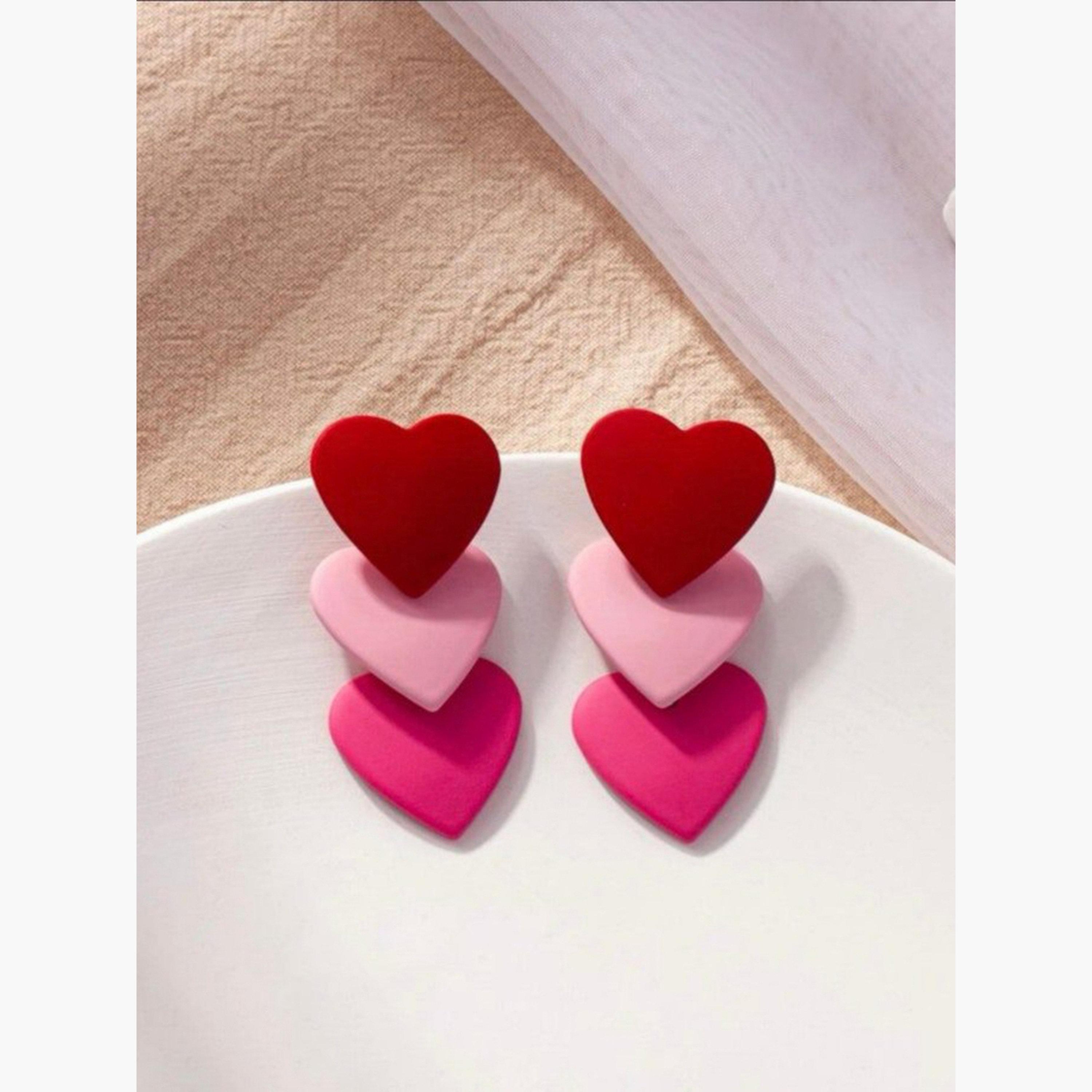 أقراط تيك تو النسائية على شكل قلب-women-watchesandjewellery-jewellery-earrings-image-2