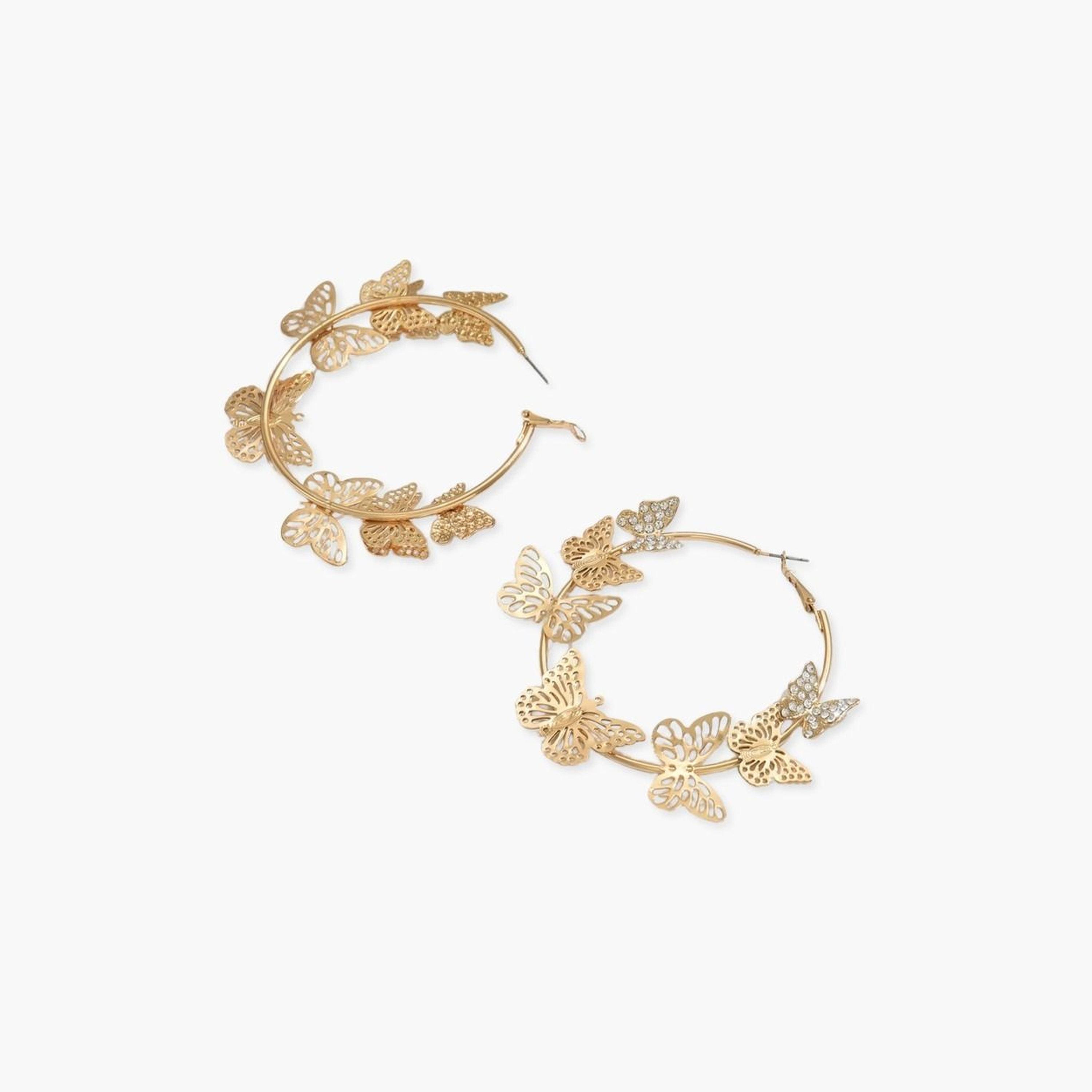 أقراط تيك تو النسائية المعدنية على شكل فراشة-women-watchesandjewellery-jewellery-earrings-image-1