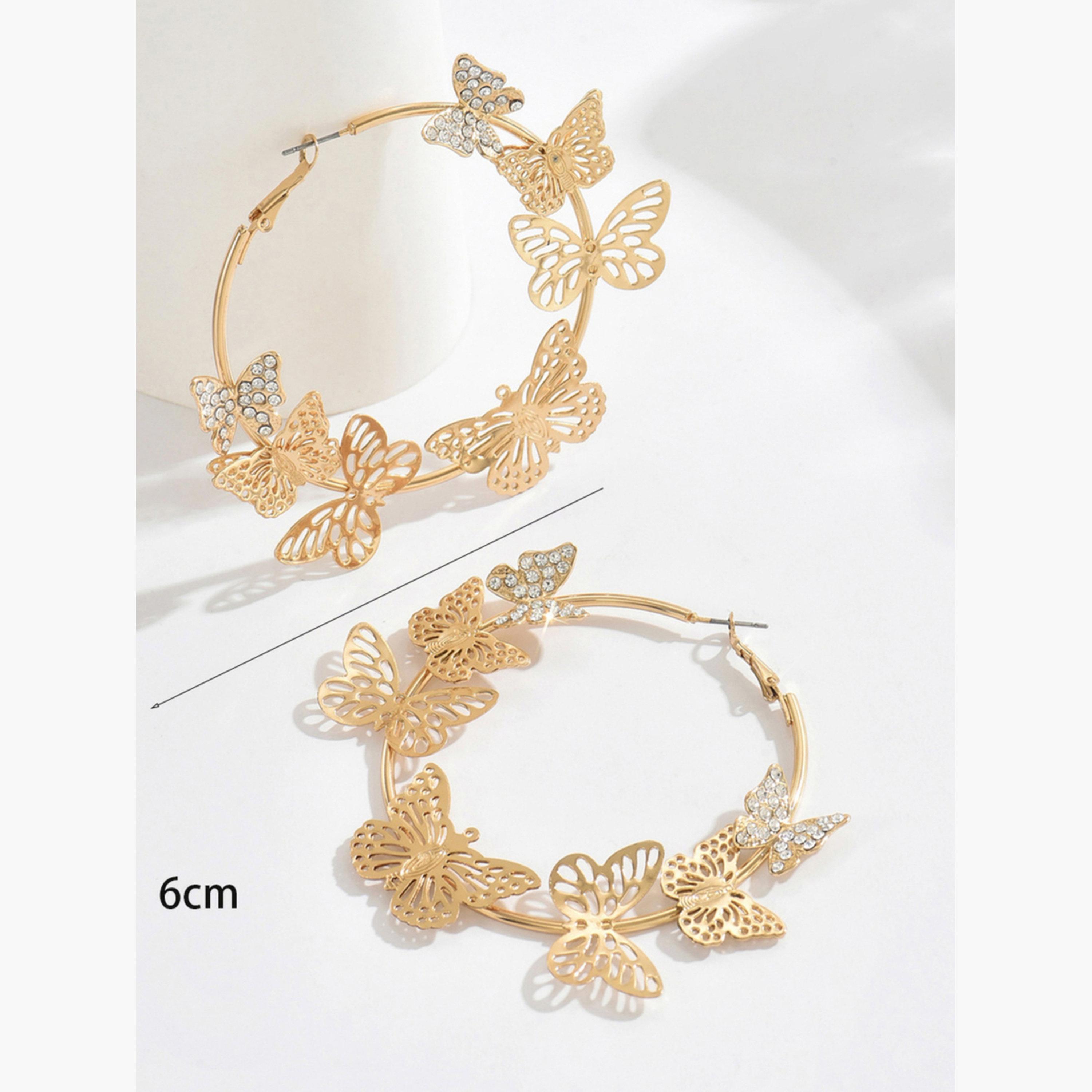 أقراط تيك تو النسائية المعدنية على شكل فراشة-women-watchesandjewellery-jewellery-earrings-image-5