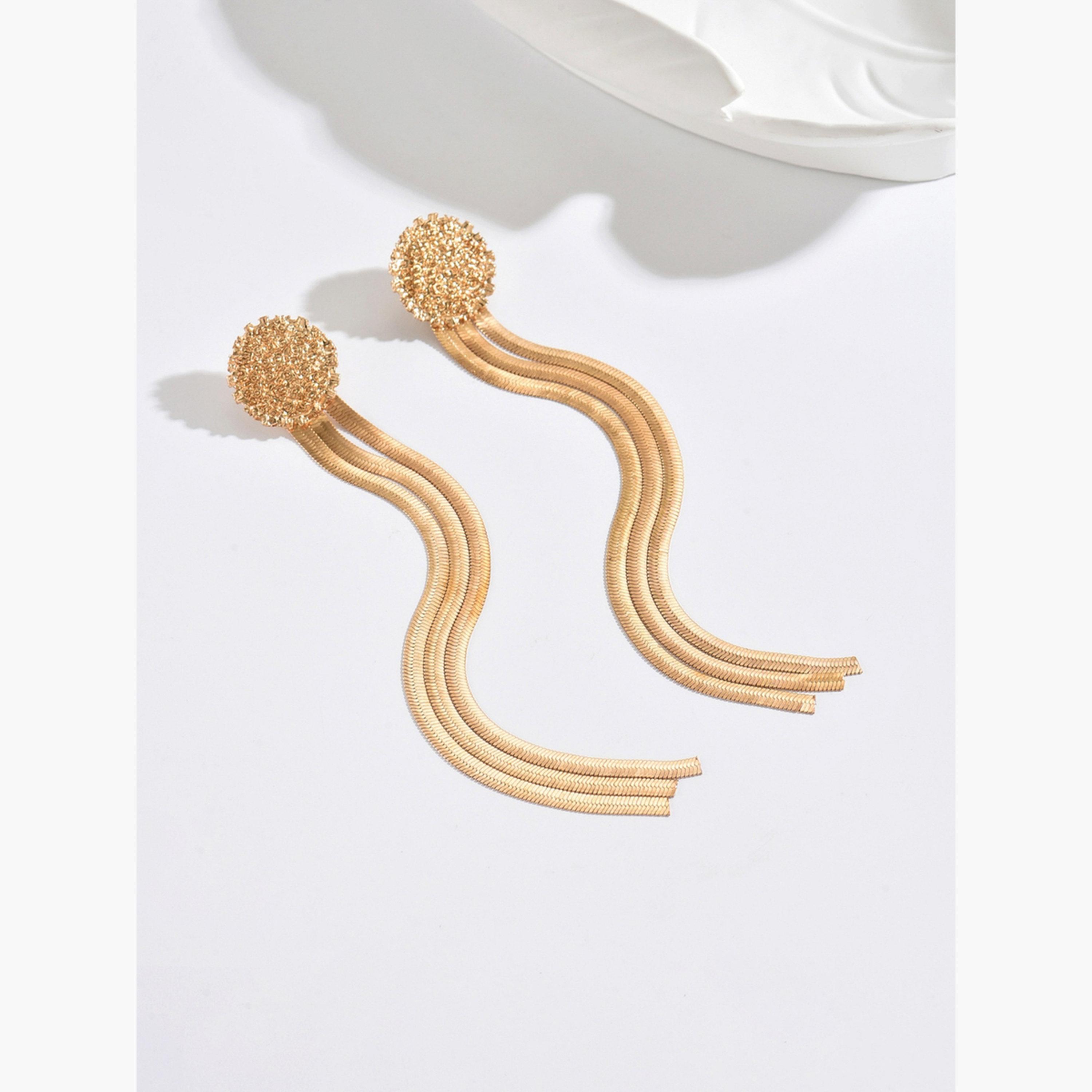 Take Two Women's Metal Tassel Chain Earrings-women-watchesandjewellery-jewellery-earrings-image-4