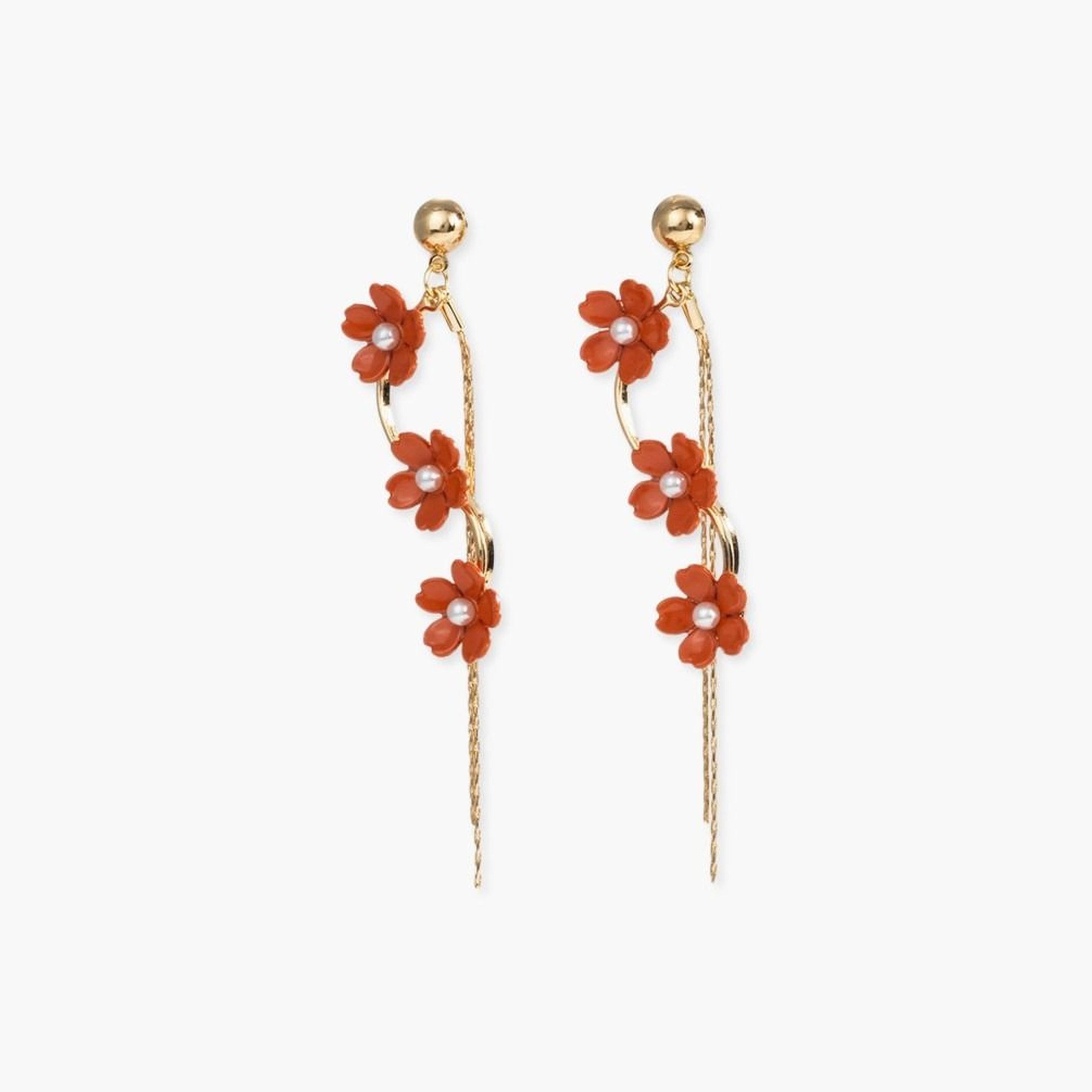 أقراط تيك تو النسائية المتدلية على شكل زهرة بشرابة-women-watchesandjewellery-jewellery-earrings-image-1