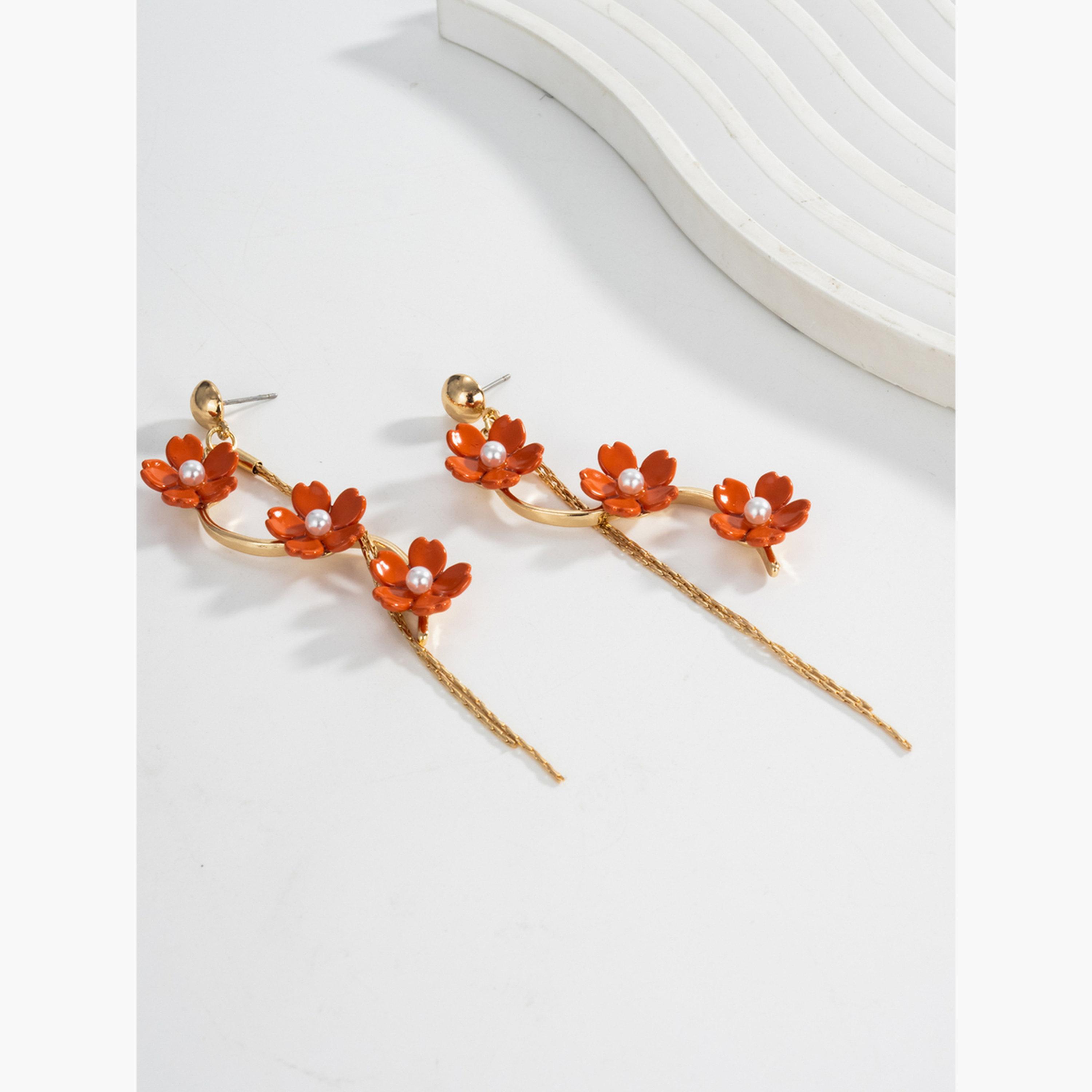 أقراط تيك تو النسائية المتدلية على شكل زهرة بشرابة-women-watchesandjewellery-jewellery-earrings-image-5