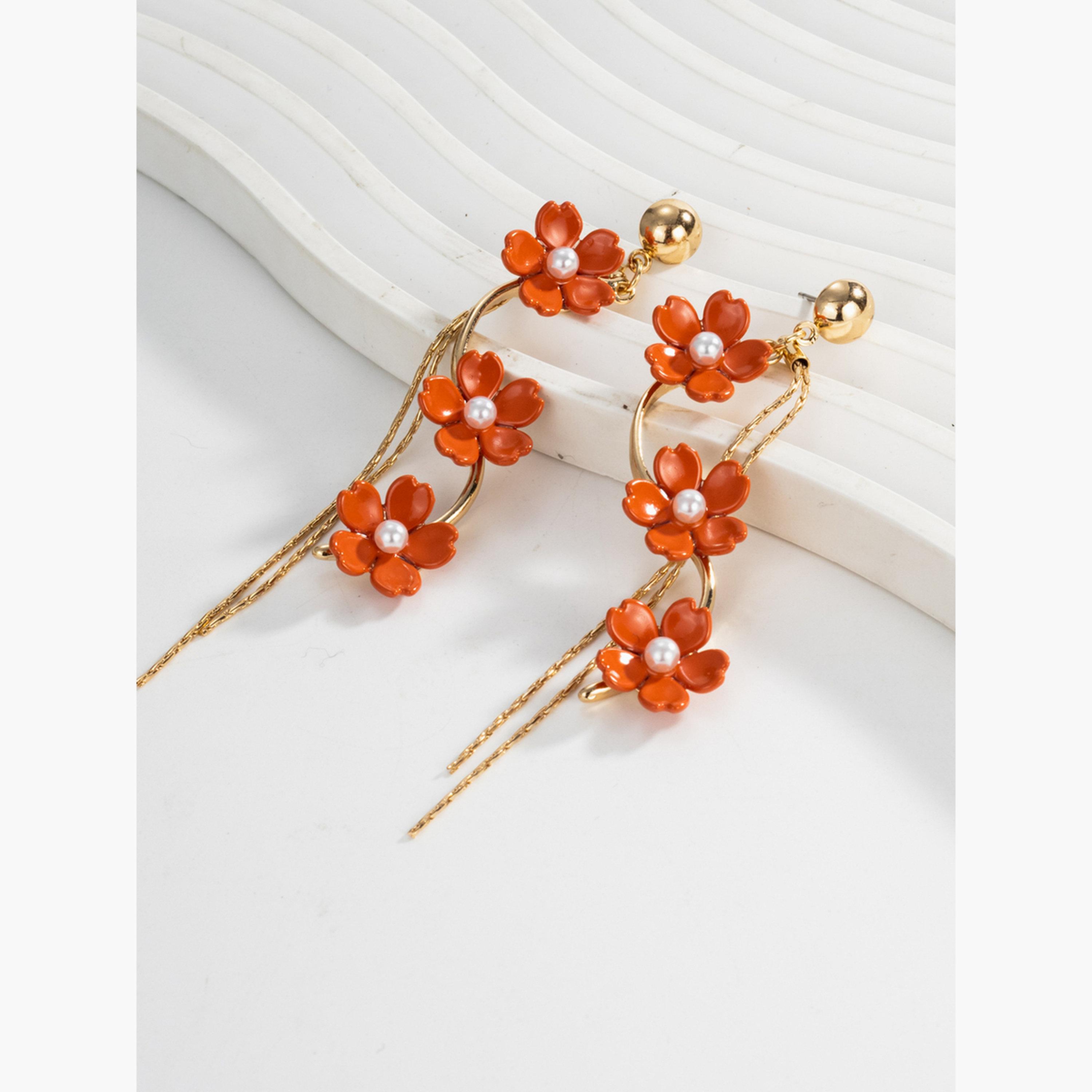 أقراط تيك تو النسائية المتدلية على شكل زهرة بشرابة-women-watchesandjewellery-jewellery-earrings-image-6