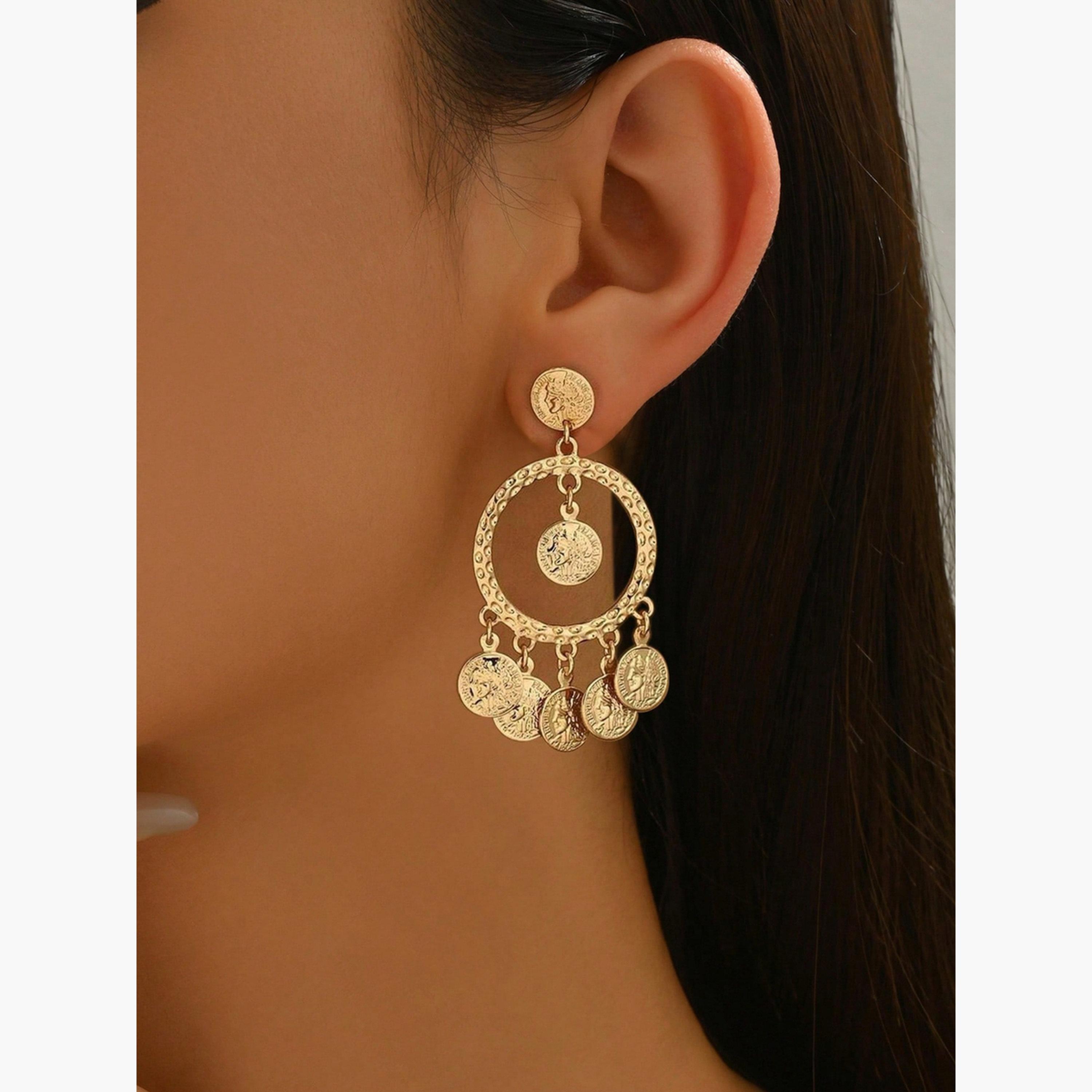 Take Two Women's Metal Round Dangle Earrings-women-watchesandjewellery-jewellery-earrings-image-2