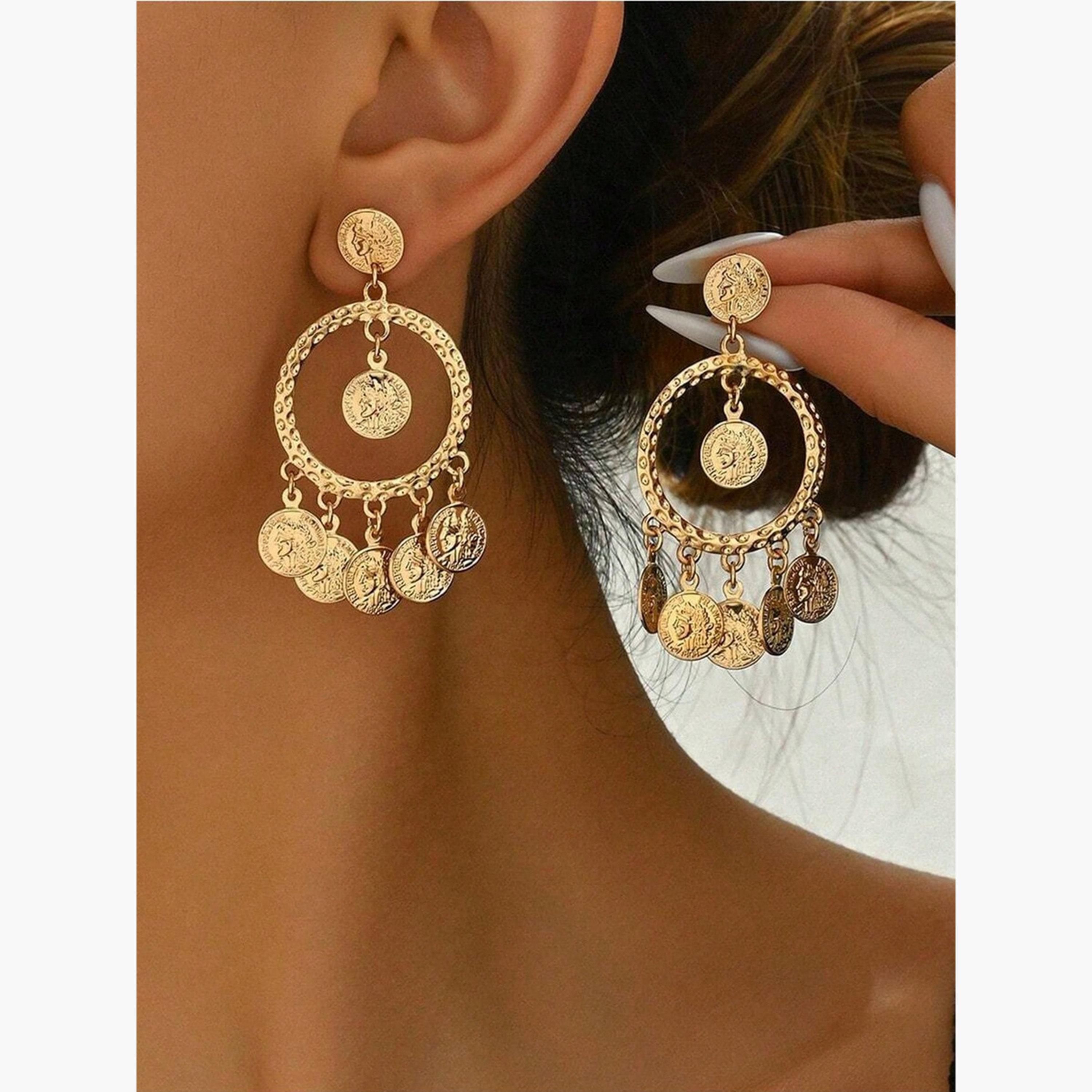 Take Two Women's Metal Round Dangle Earrings-women-watchesandjewellery-jewellery-earrings-image-3