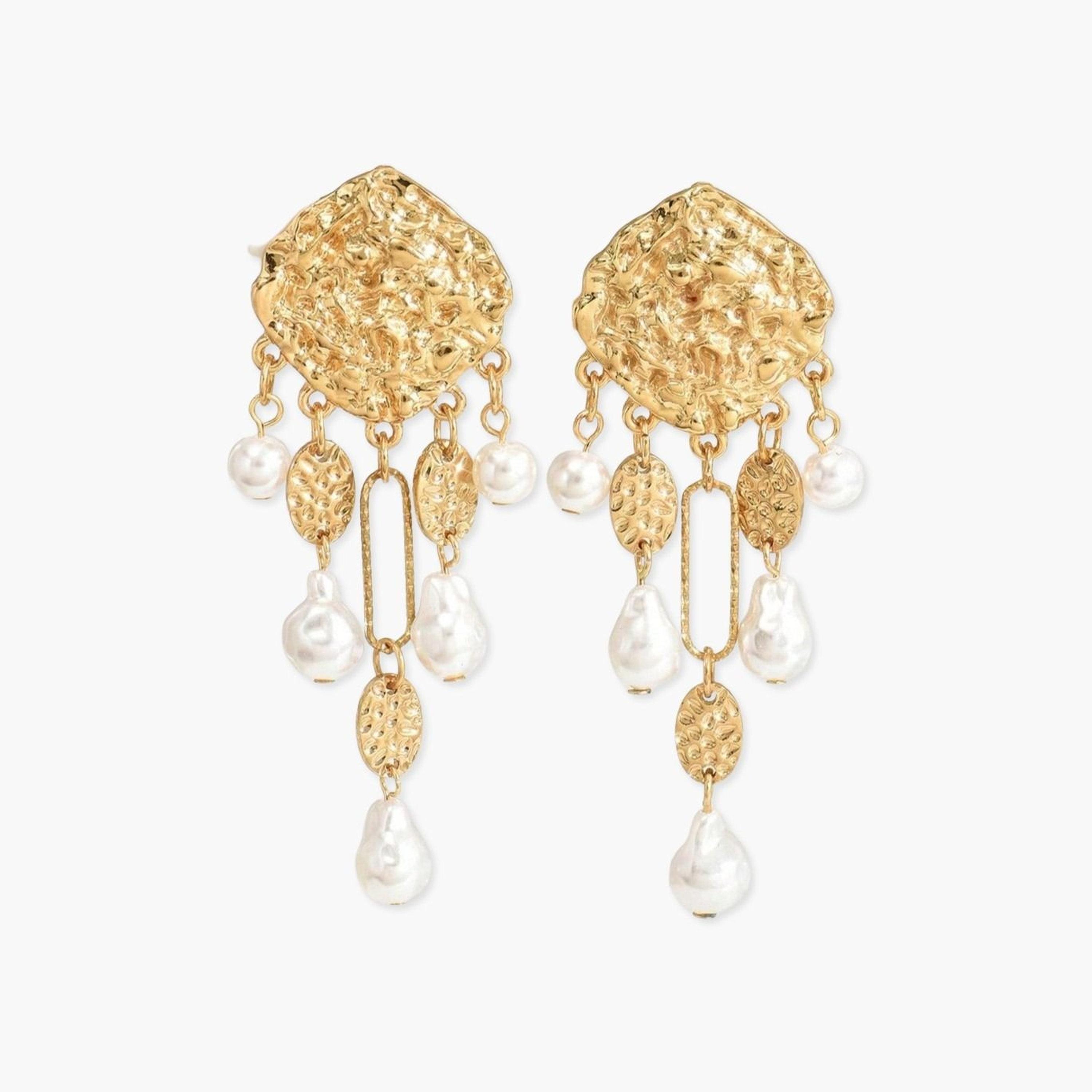 أقراط متدلية من المعدن واللؤلؤ الصناعي للنساء من تيك تو-women-watchesandjewellery-jewellery-earrings-image-1