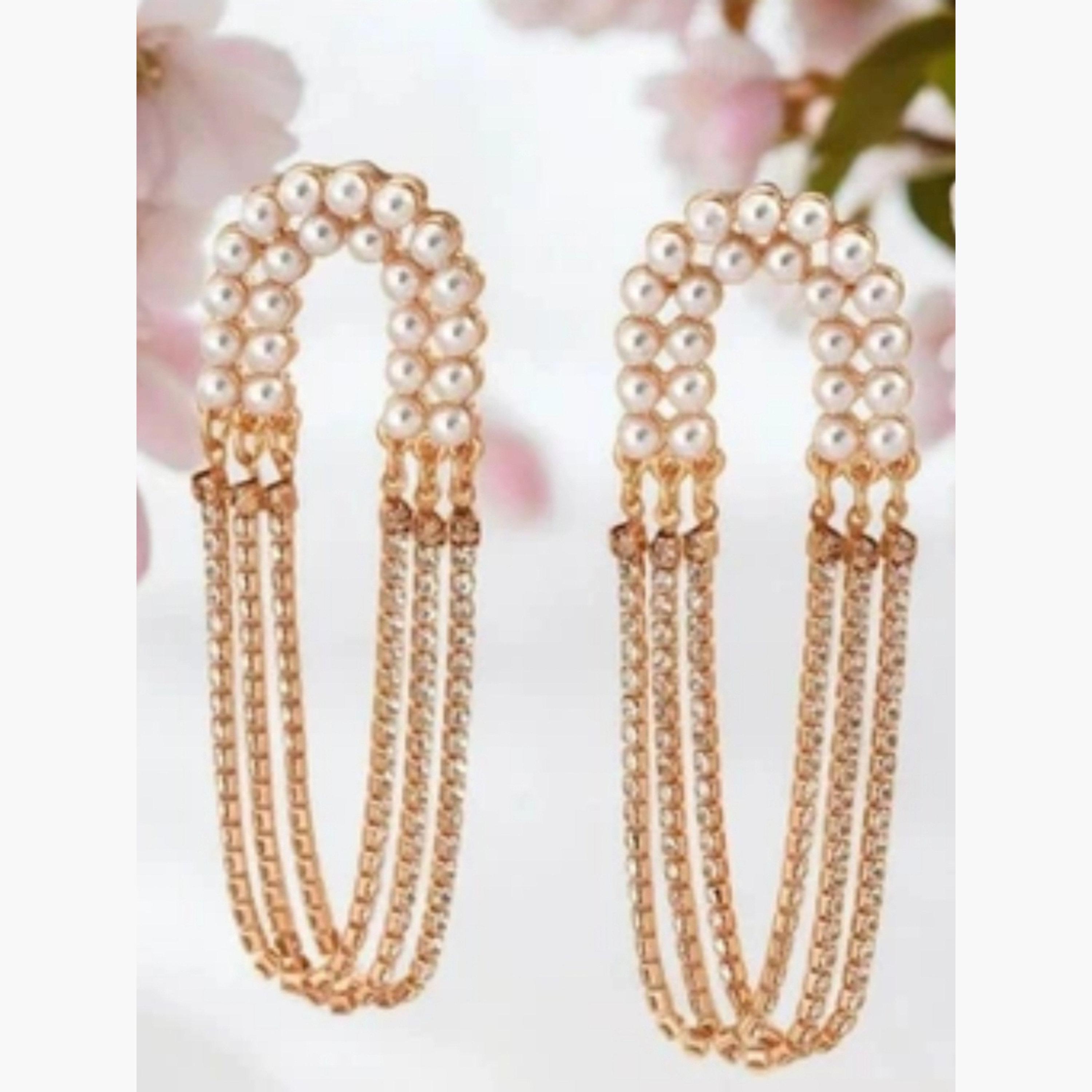 أقراط سلسلة بشرابة من اللؤلؤ الصناعي للنساء من تيك تو-women-watchesandjewellery-jewellery-earrings-image-6