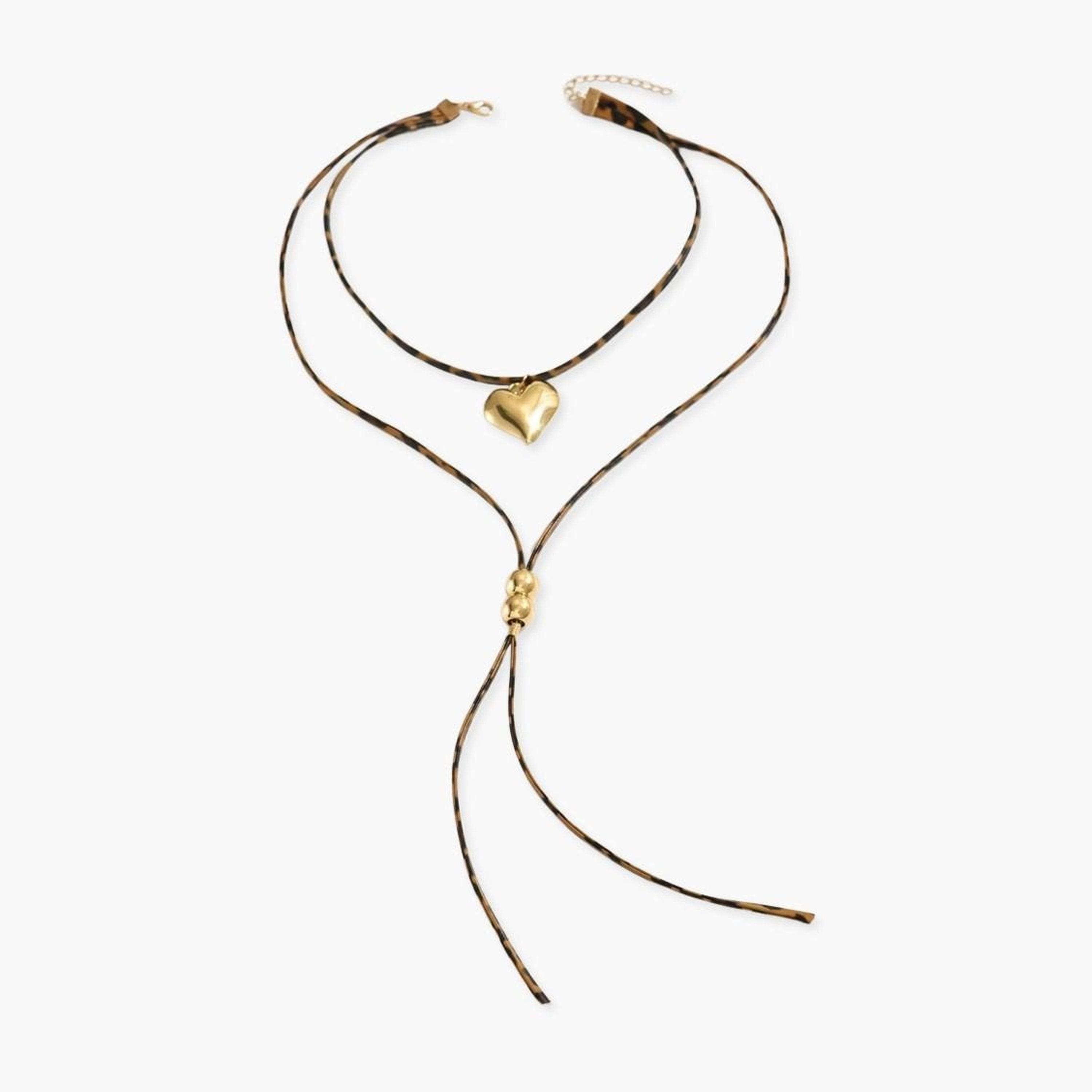 قلادة على شكل قلب بنقشة جلد النمر للنساء من تيك تو-women-watchesandjewellery-jewellery-necklacesandpendants-image-1
