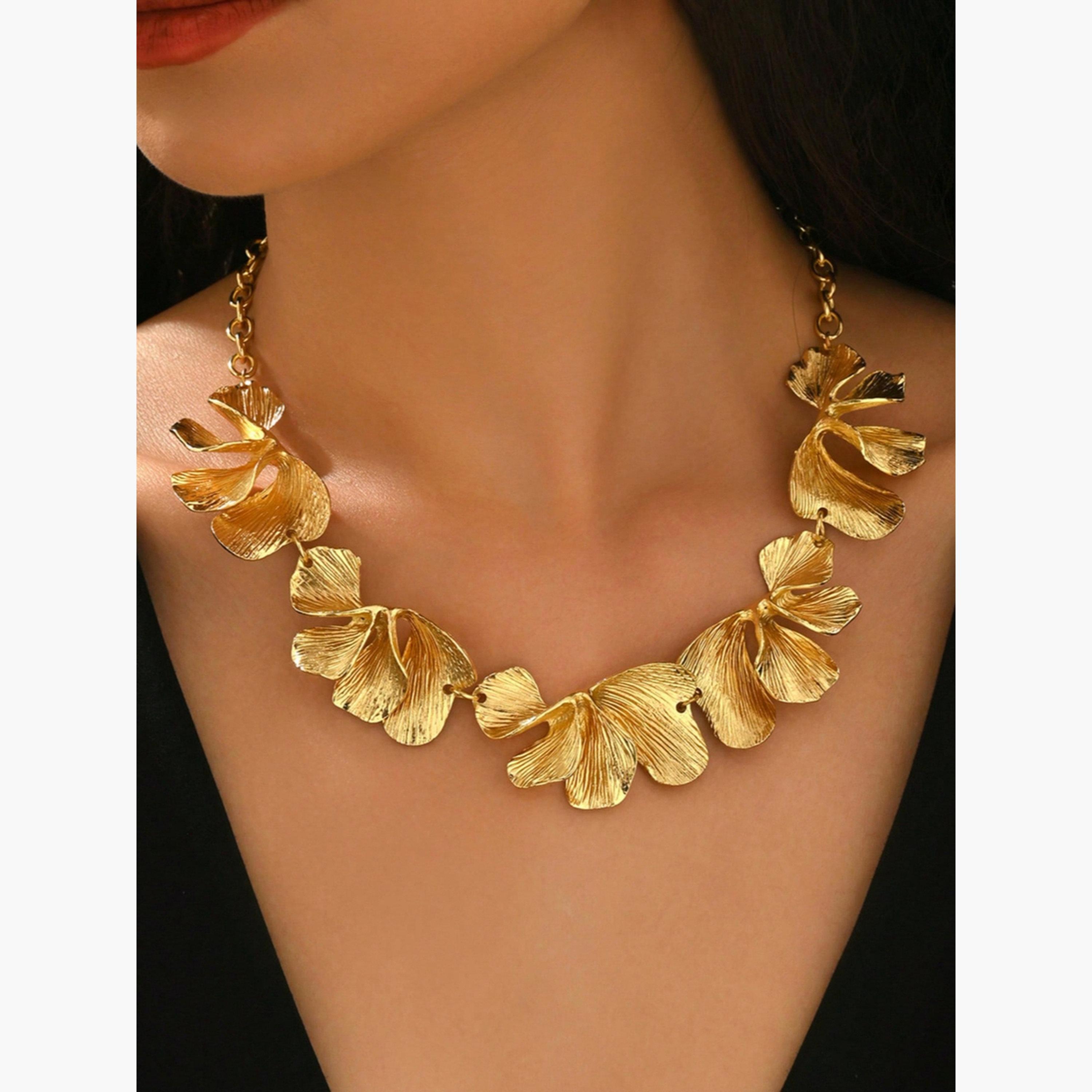 Take Two Women Gold Floral Statement Necklace-women-watchesandjewellery-jewellery-necklacesandpendants-image-4