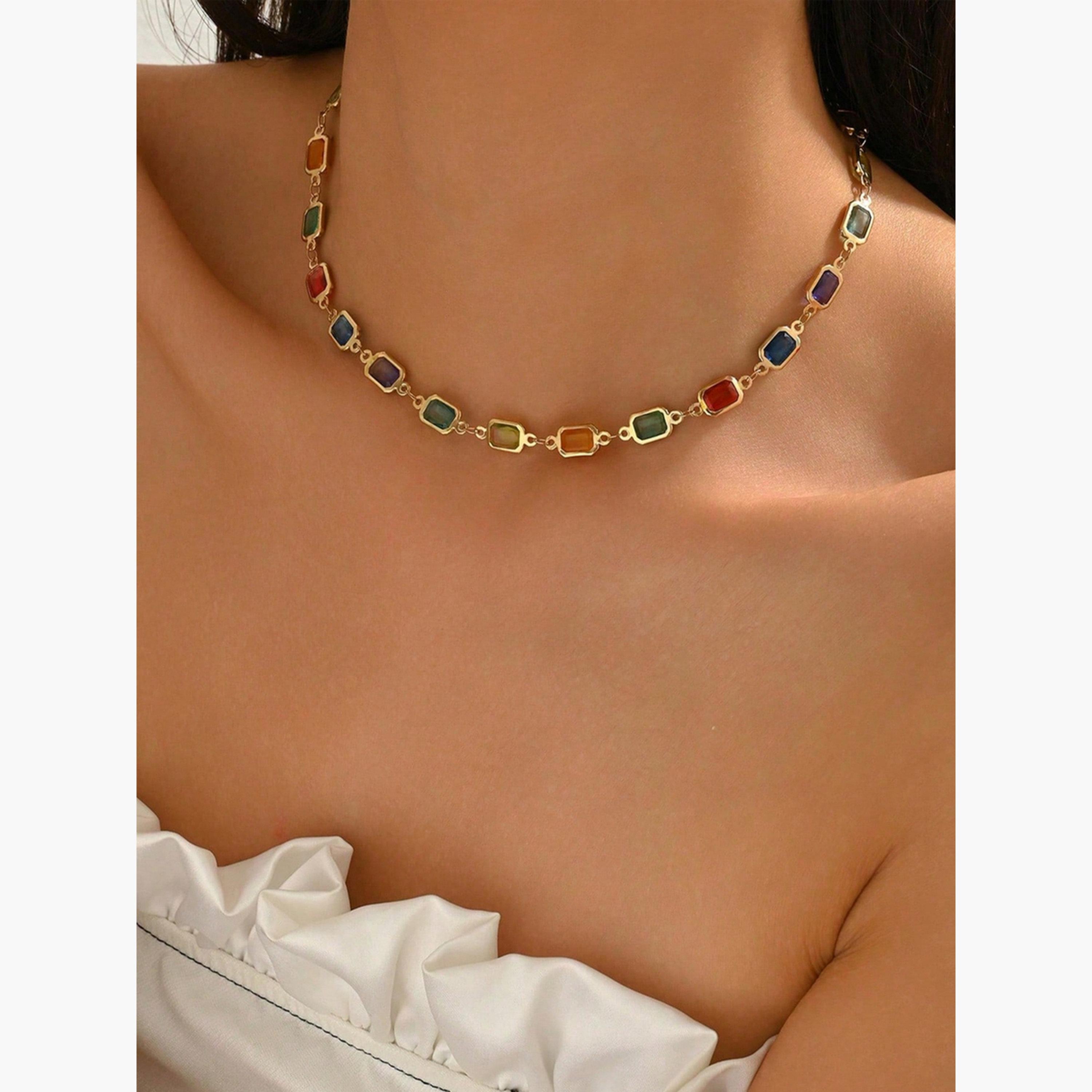 Take Two Women Crystal Geometric Square Necklace-women-watchesandjewellery-jewellery-necklacesandpendants-image-2