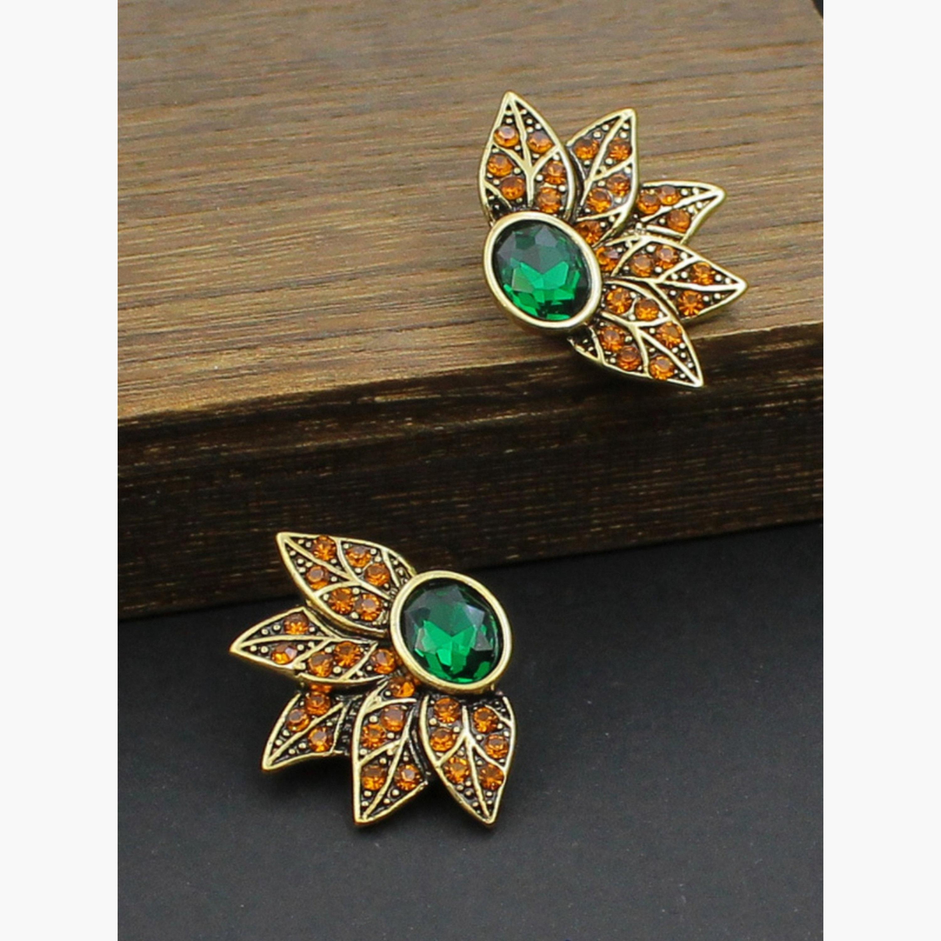 Take Two Women's Rhinestone&Turquoise Gemstone Pendant Earrings-women-watchesandjewellery-jewellery-earrings-image-2