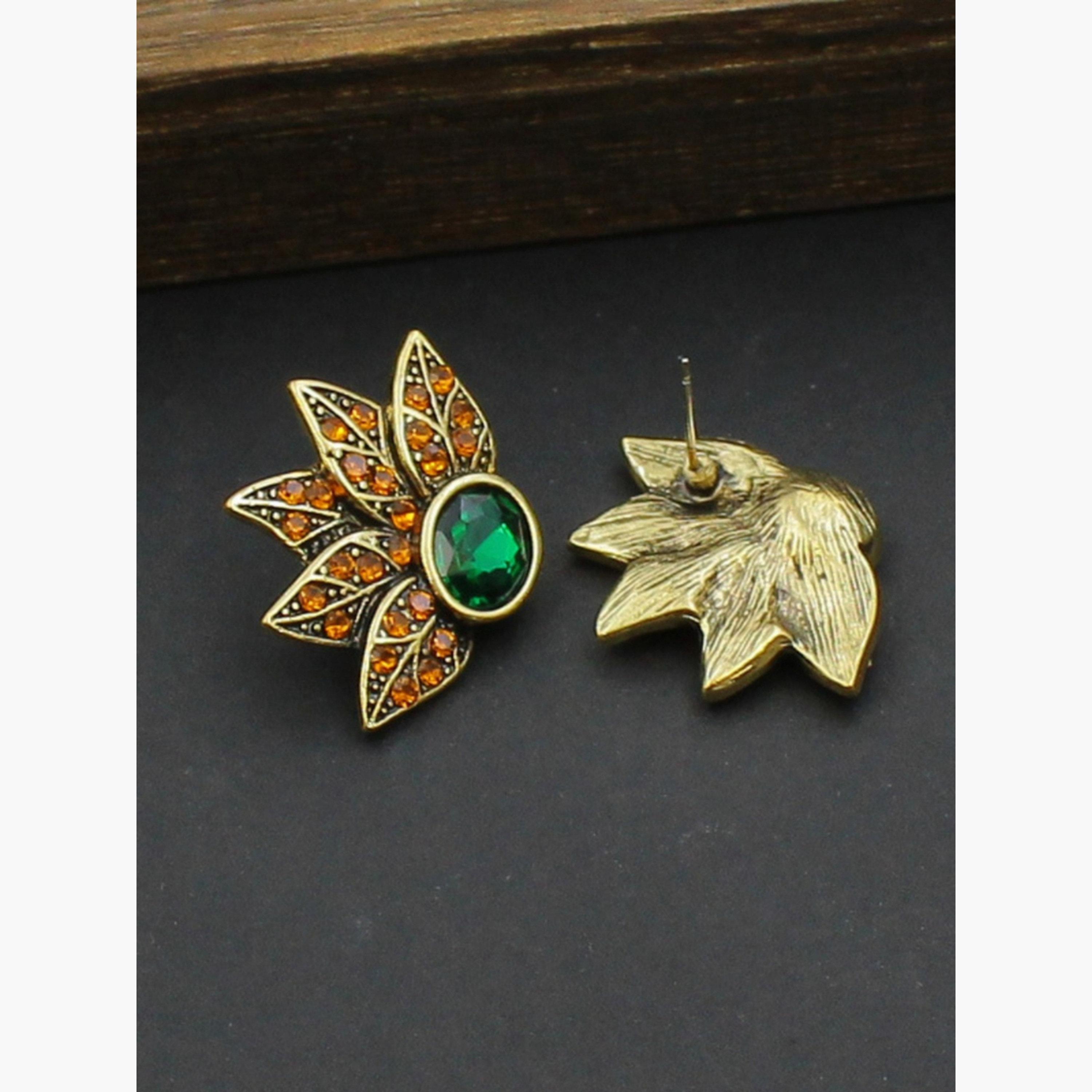 Take Two Women's Rhinestone&Turquoise Gemstone Pendant Earrings-women-watchesandjewellery-jewellery-earrings-image-4