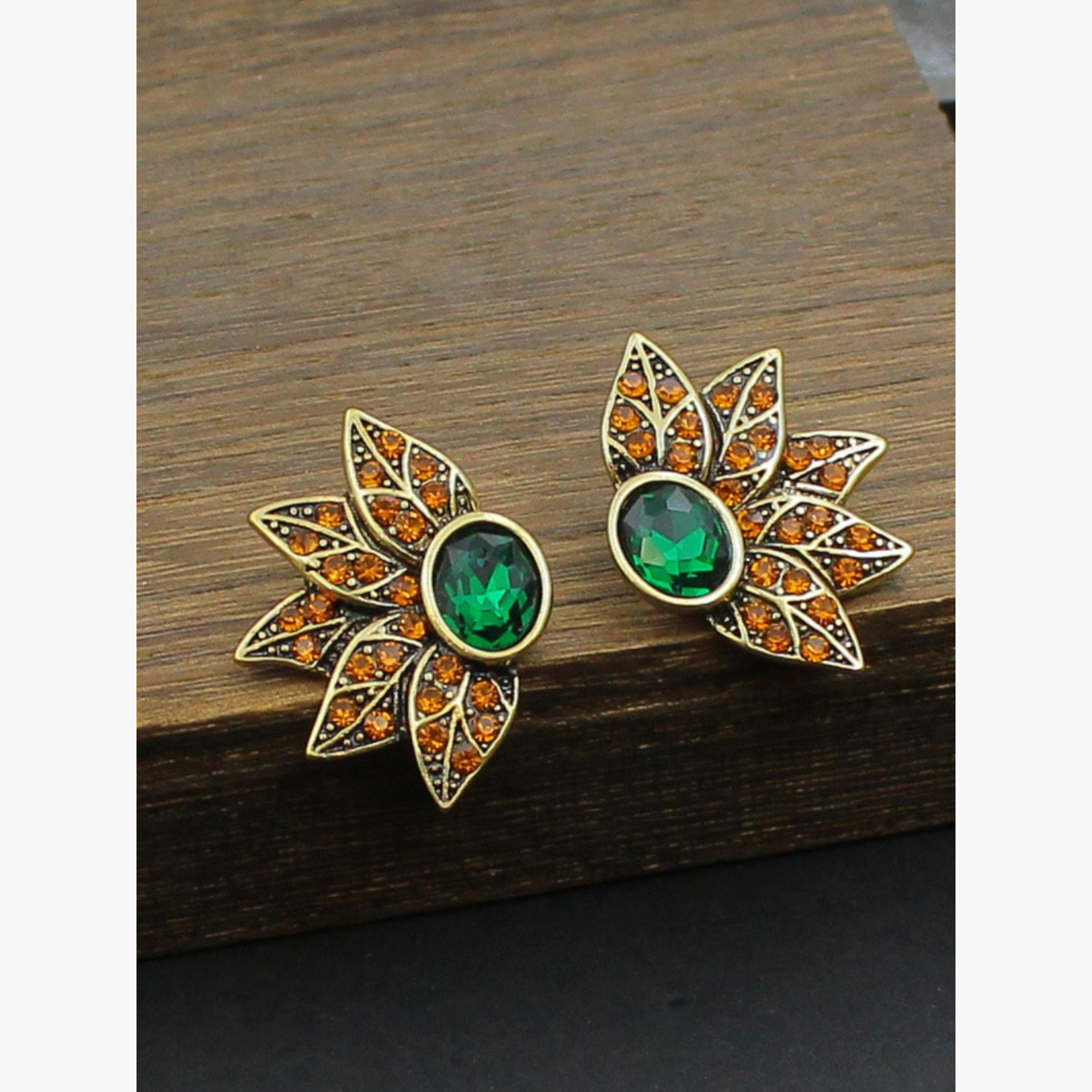 Take Two Women's Rhinestone&Turquoise Gemstone Pendant Earrings-women-watchesandjewellery-jewellery-earrings-image-5