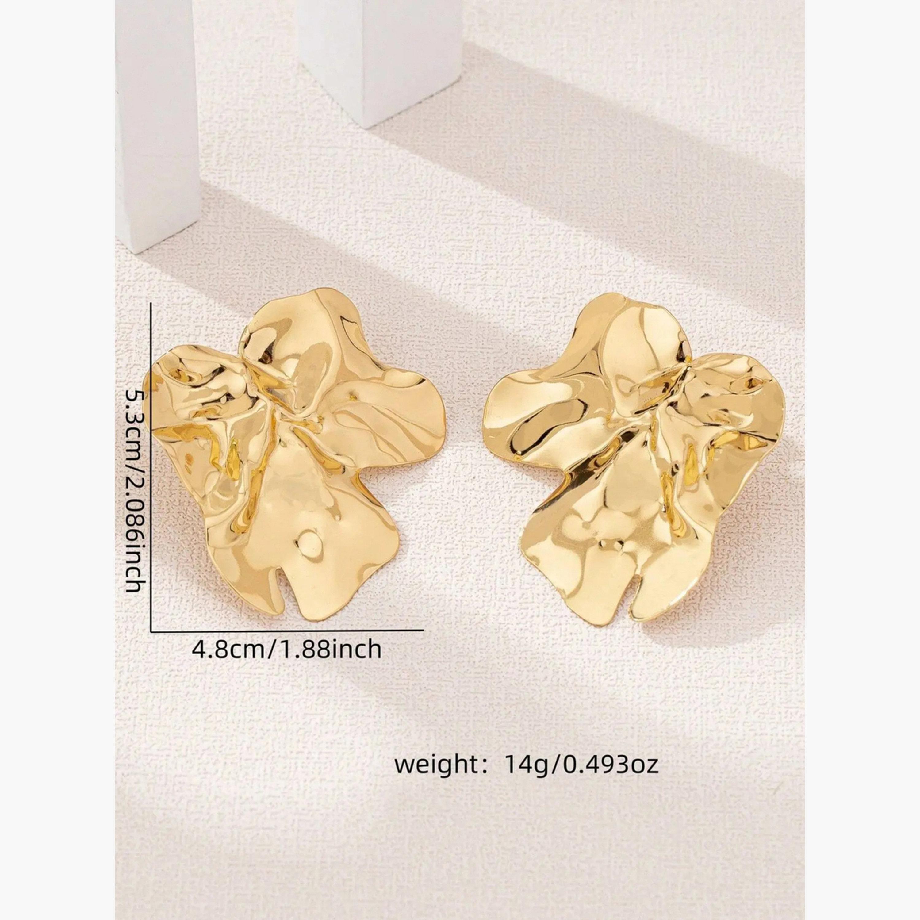 أقراط بتصميم زهور غير منتظمة من تيك تو للنساء-women-watchesandjewellery-jewellery-earrings-image-4