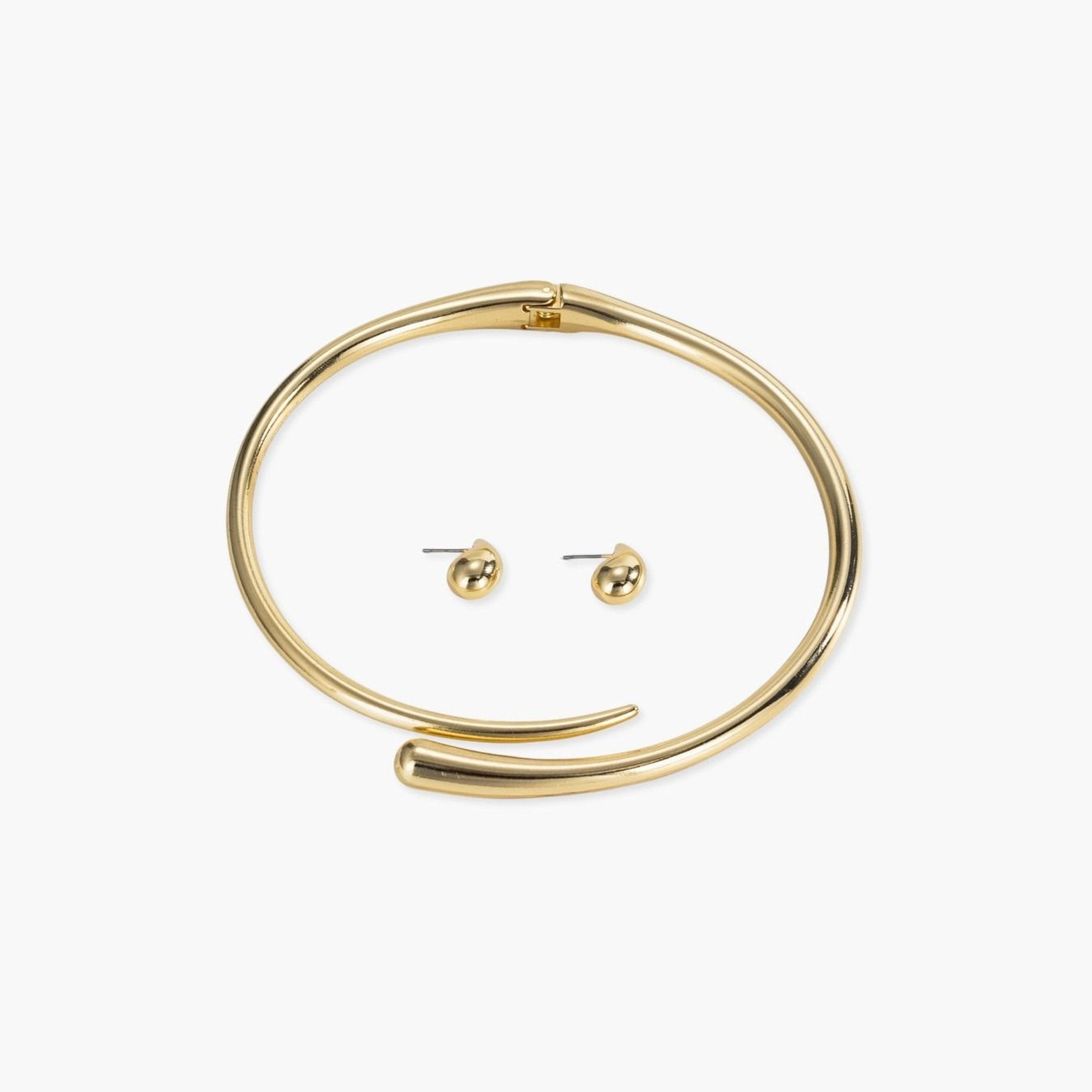 طقم قلادة وأقراط معدنية من تيك تو للنساء-women-watchesandjewellery-jewellery-jewellerysets-image-1