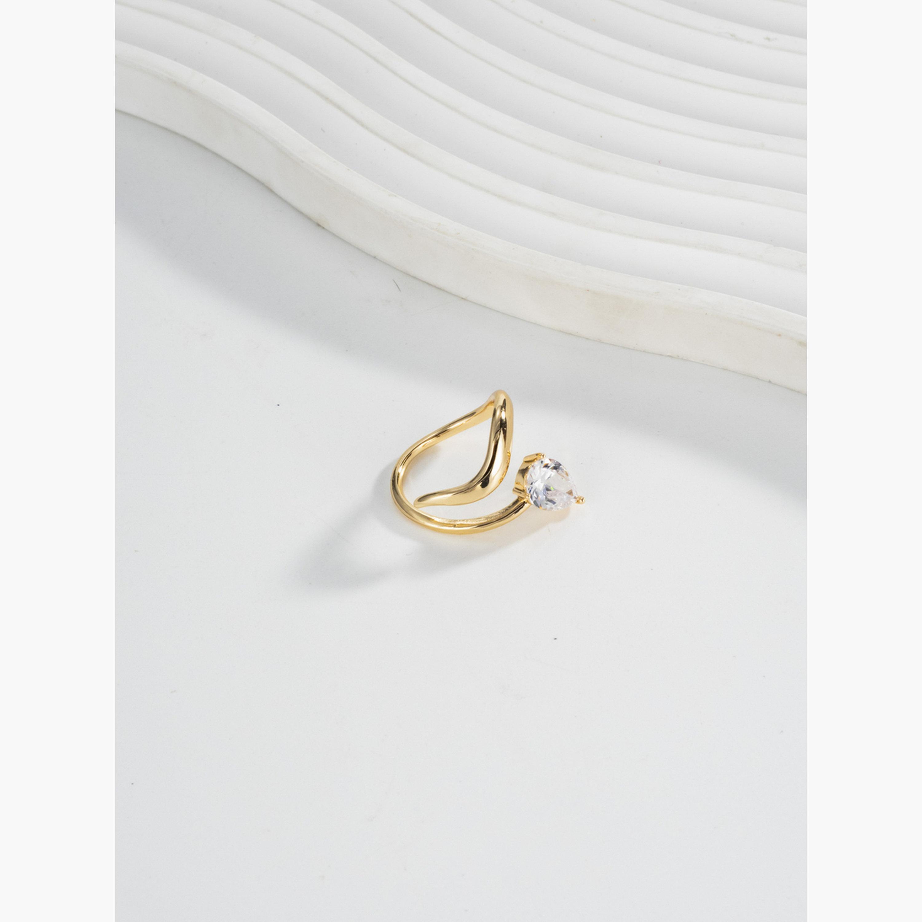 خاتم مرصع بأحجار الراين على شكل دمعة للنساء من تيك تو-women-watchesandjewellery-jewellery-rings-image-2