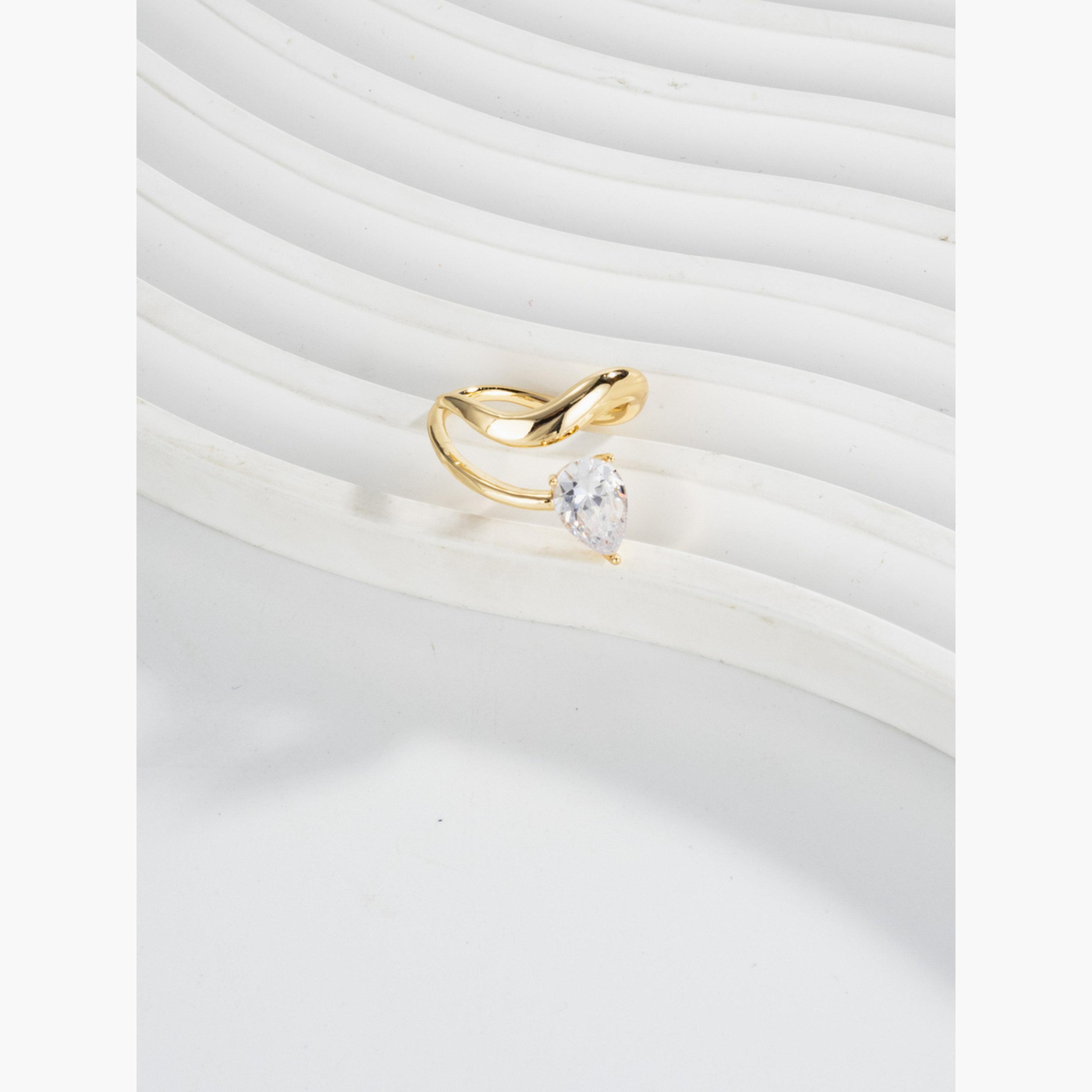 خاتم مرصع بأحجار الراين على شكل دمعة للنساء من تيك تو-women-watchesandjewellery-jewellery-rings-image-4