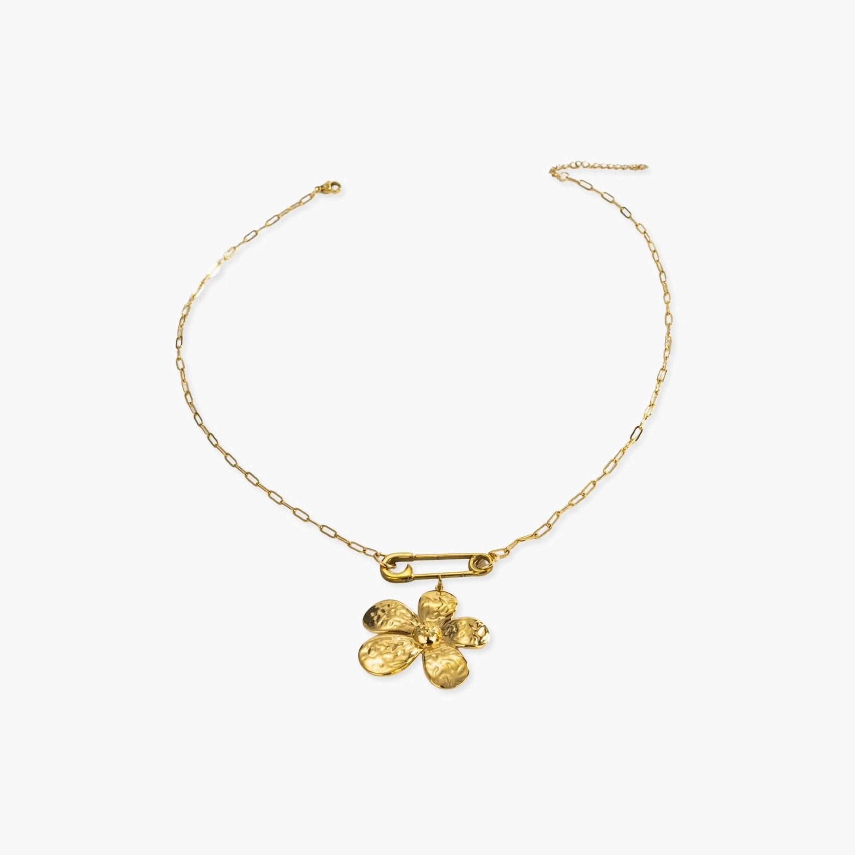 قلادة بتصميم زهور معدنية على شكل مشبك ورق للنساء من تيك تو-women-watchesandjewellery-jewellery-necklacesandpendants-image-1