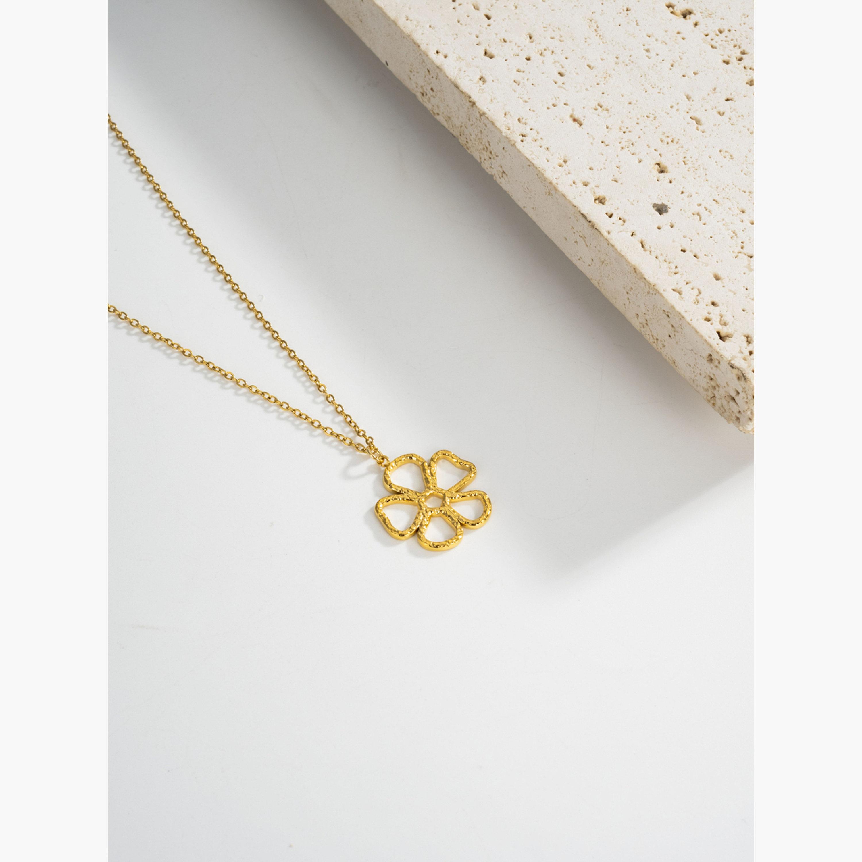 Take Two Women Metal Hollow Floral Pendant Necklace-women-watchesandjewellery-jewellery-necklacesandpendants-image-2