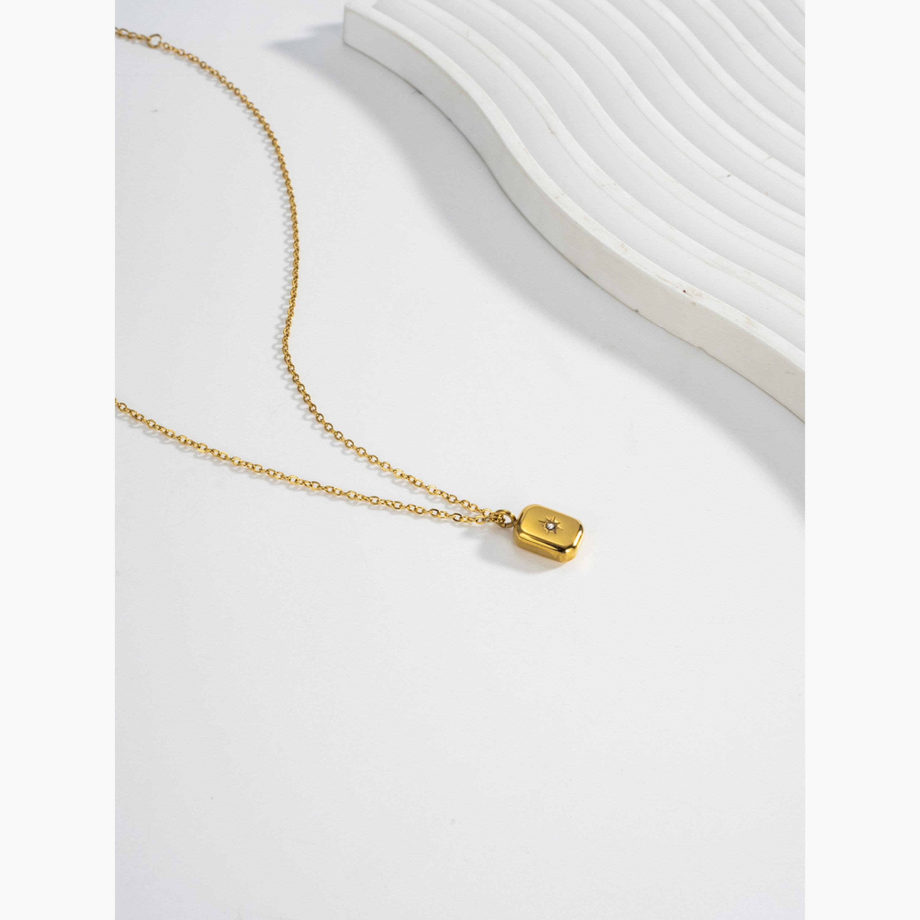 Take Two Women Gold Square Pendant Necklace-women-watchesandjewellery-jewellery-necklacesandpendants-image-2