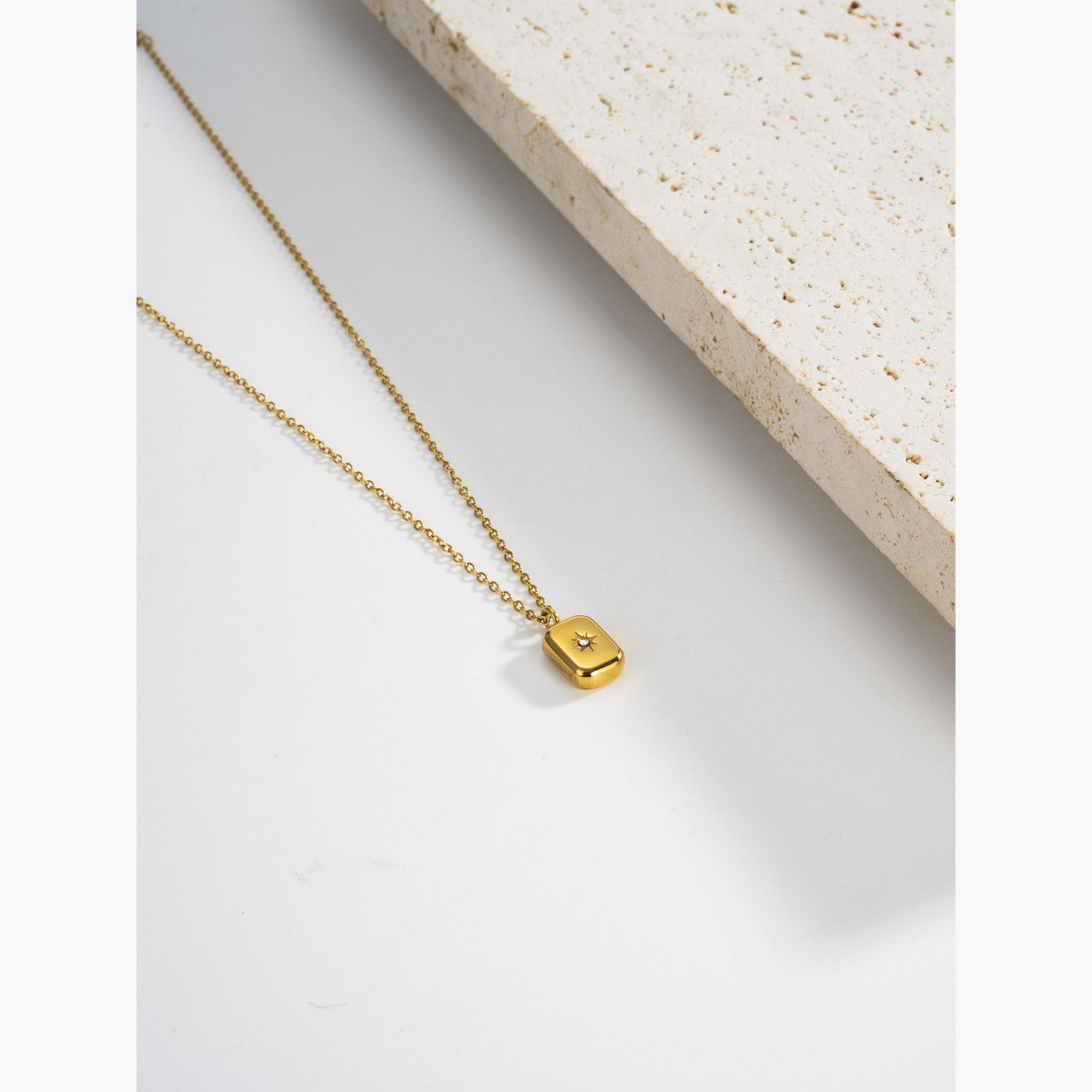 Take Two Women Gold Square Pendant Necklace-women-watchesandjewellery-jewellery-necklacesandpendants-image-4