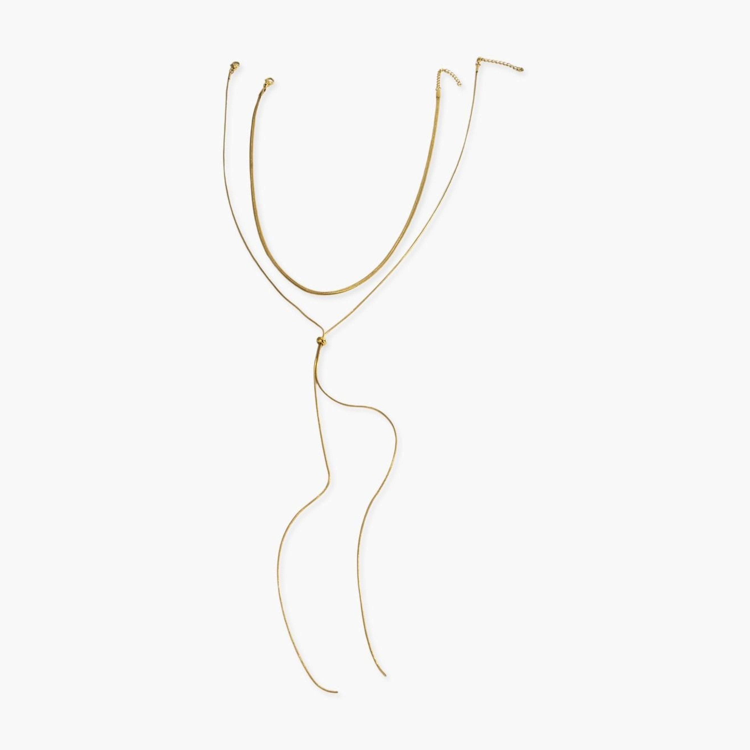 Take Two Women Flat Snake Chain Multi-Layer Necklace-women-watchesandjewellery-jewellery-necklacesandpendants-image-1