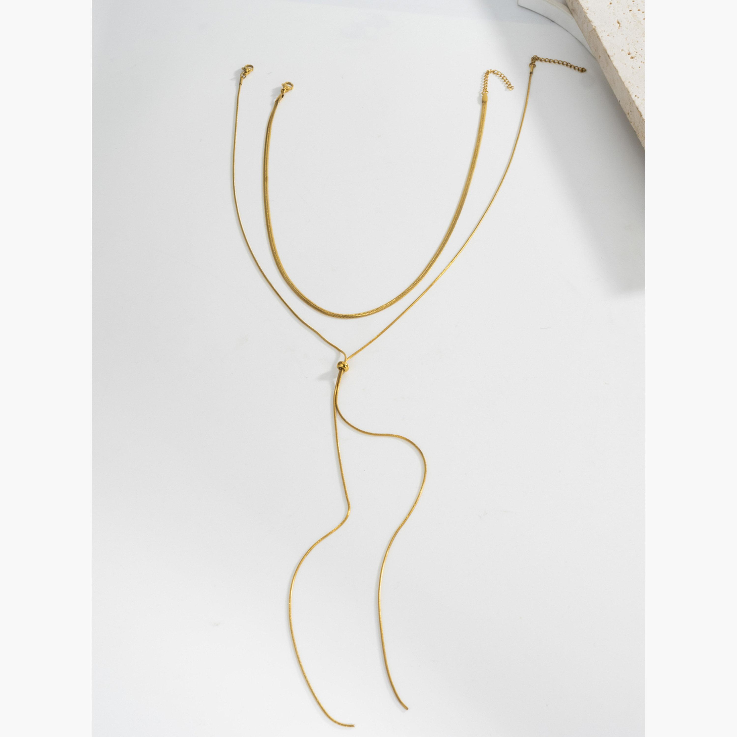 Take Two Women Flat Snake Chain Multi-Layer Necklace-women-watchesandjewellery-jewellery-necklacesandpendants-image-2